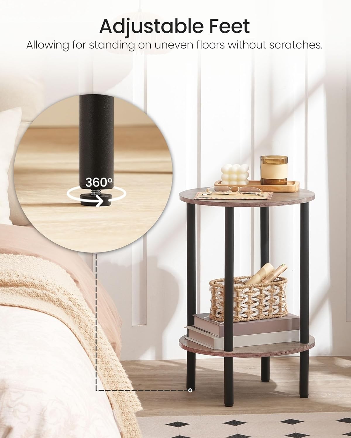 Chic Small Round Coffee Table with Dual-Tier Storage – Perfect for Any Room
