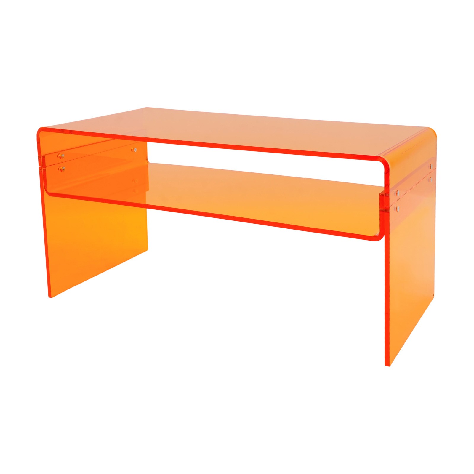 Acrylic Coffee Table 2 Tiers Modern Side Table End Desk Orange 31.5×15.8×15.8in