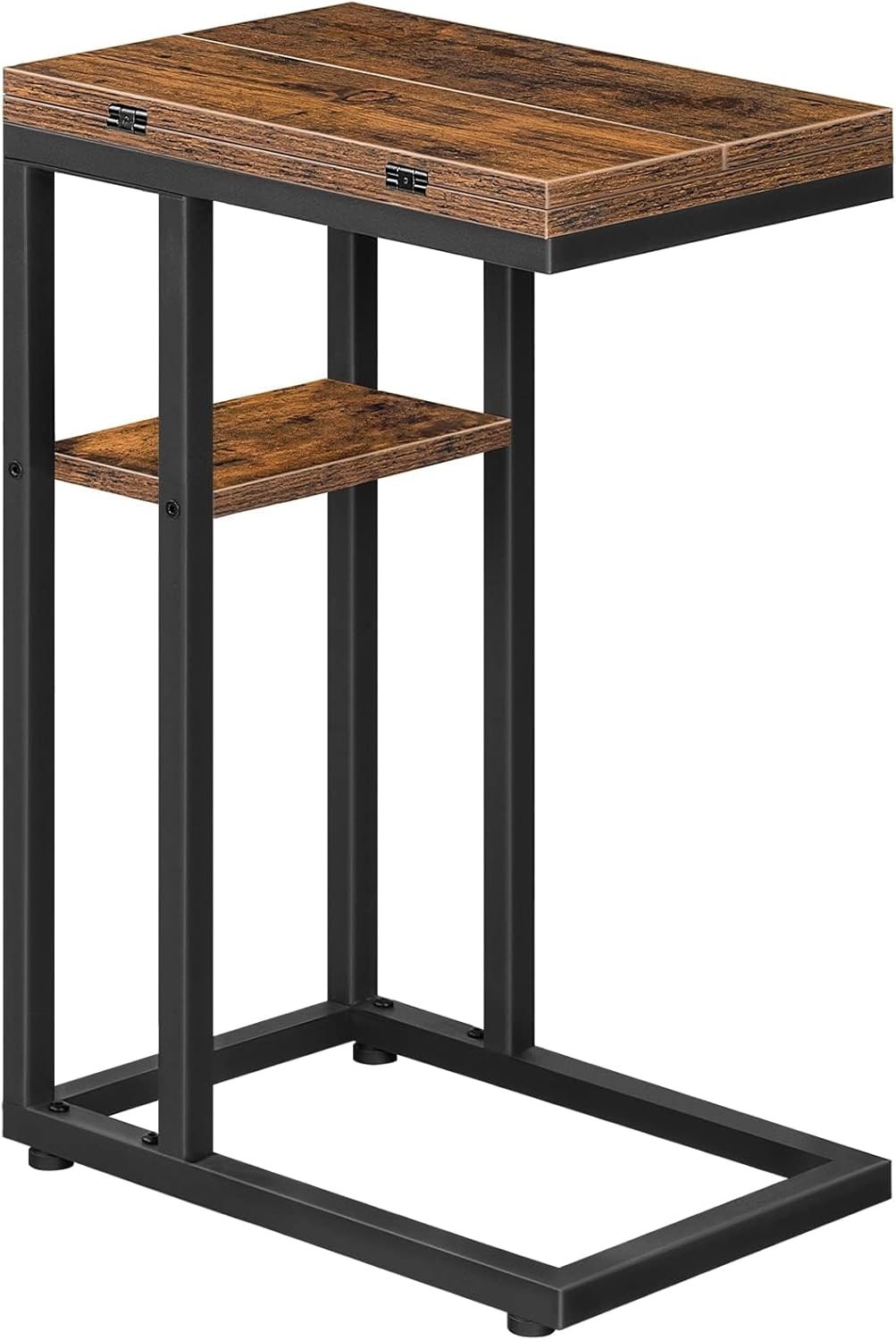 Foldable C Shaped End Table, C Shaped Side Table with Storage Shelf, Small Sn…