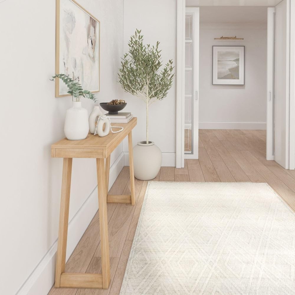 Elegant 46-Inch Solid Pine Console Table with Blonde Finish for Any Room