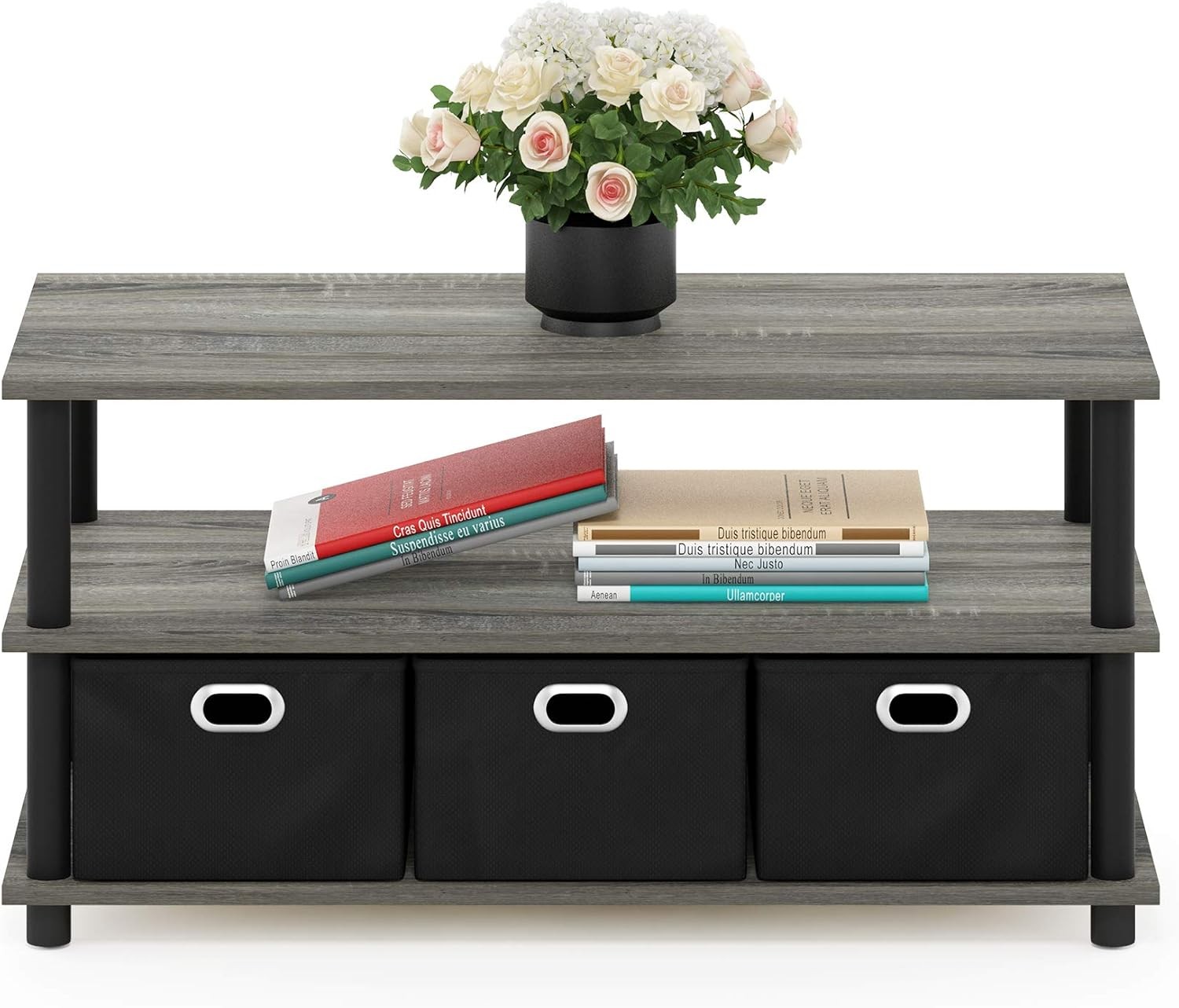 Turn-N-Tube Coffee Table 31.22D x 15.5W x 15.8H in French Oak Grey/Black/Black