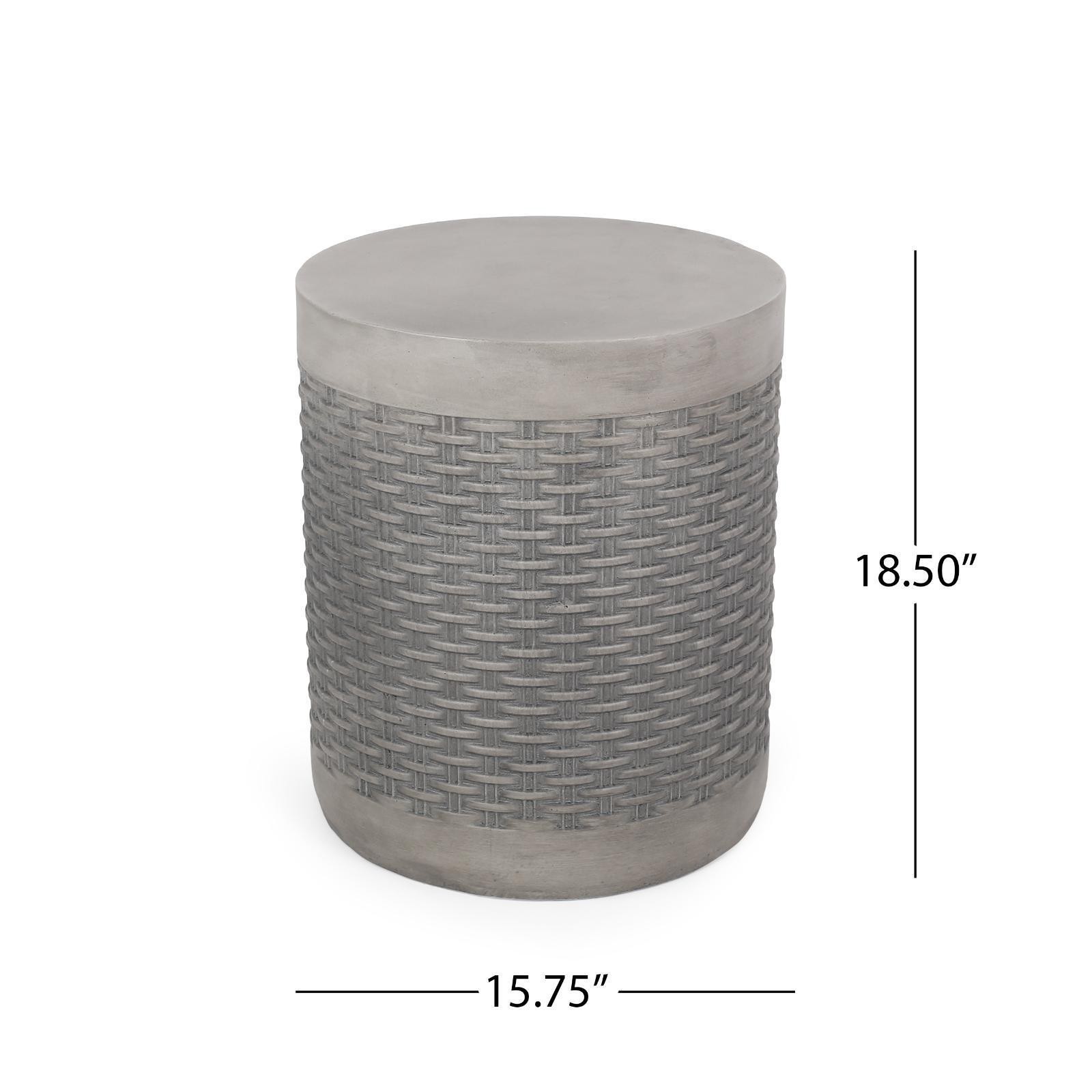 Chic Basket Weave Accent Table – Functional and Stylish Lightweight Concrete