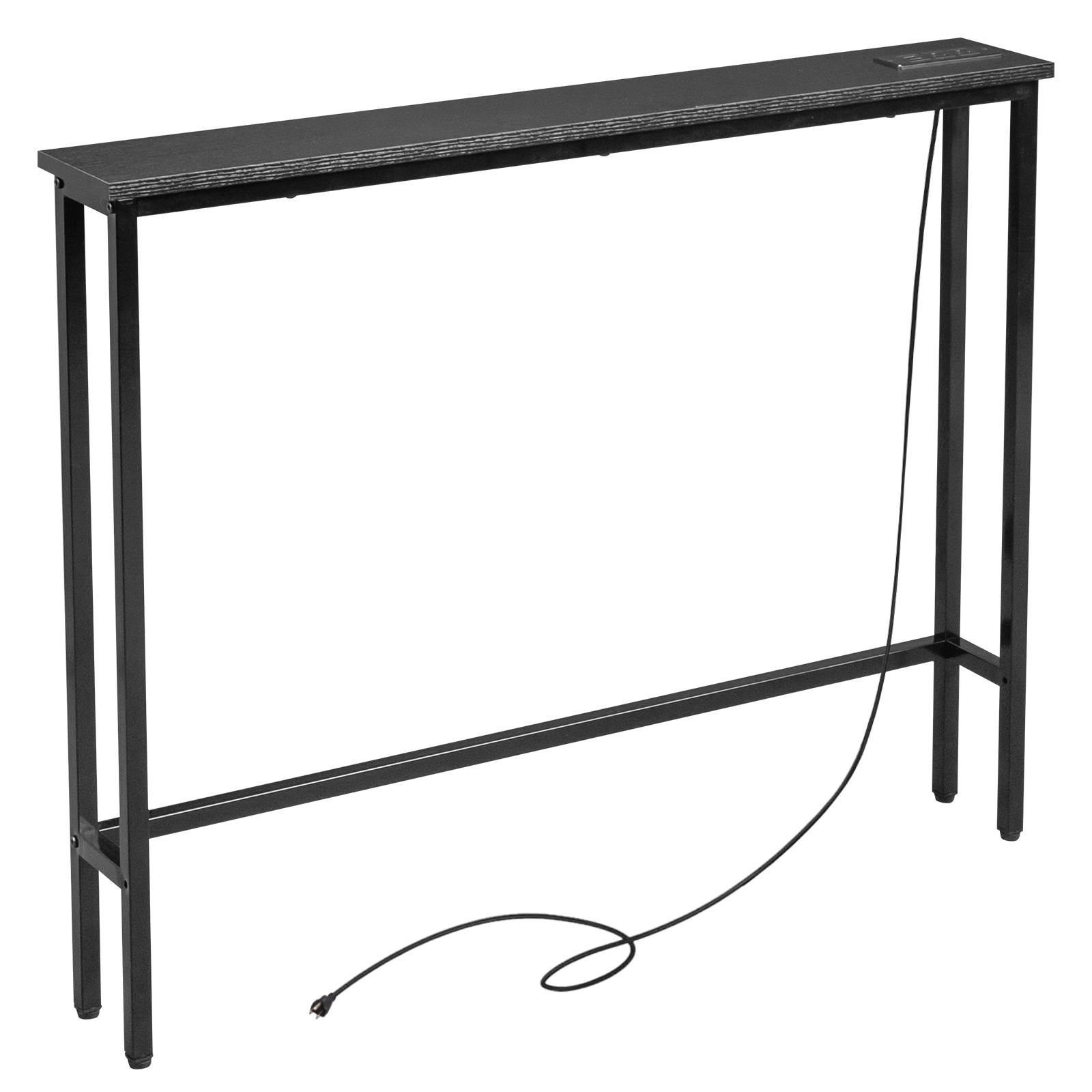 39.4″ Narrow Console Sofa Table with Power Outlets and USB Ports, Black