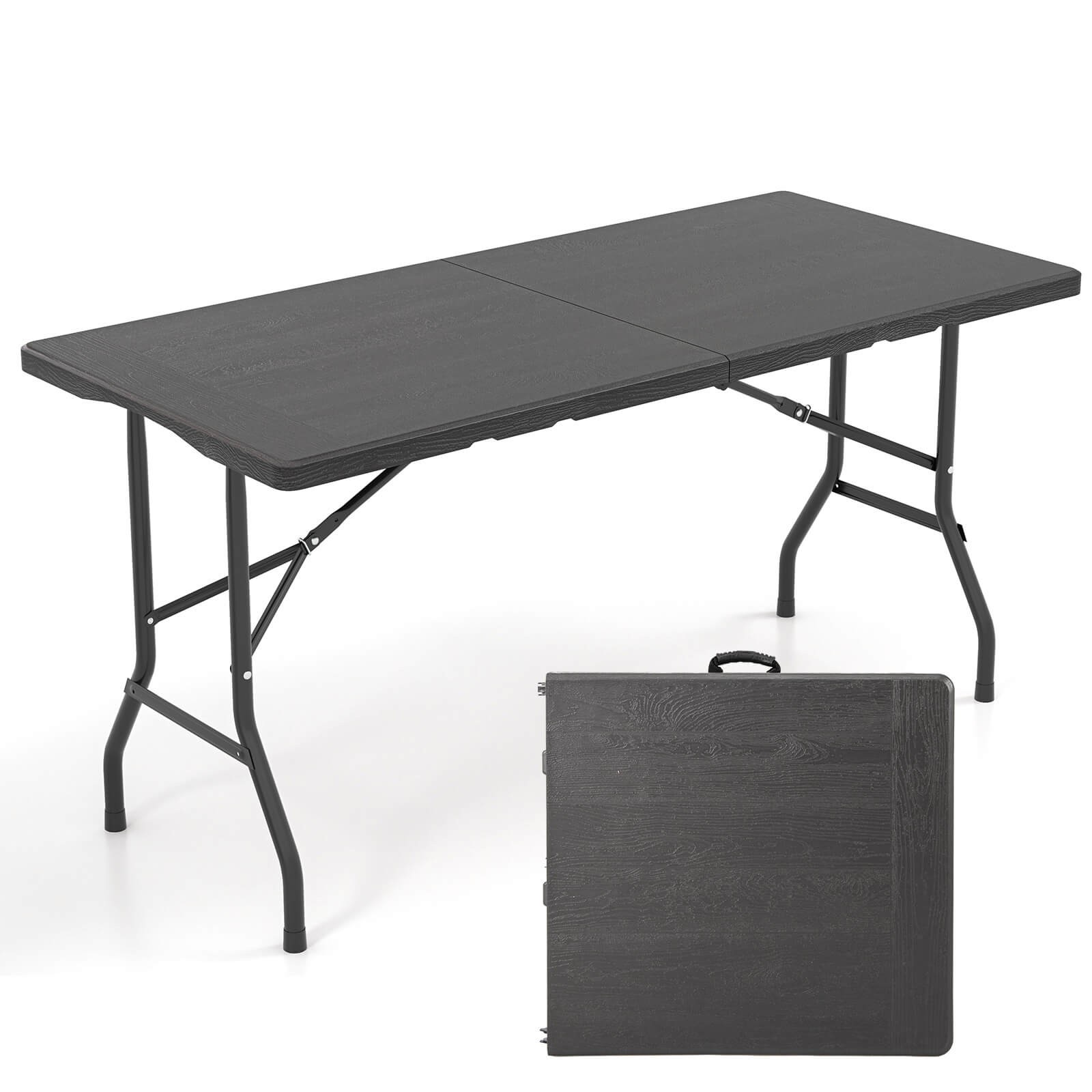 5′ Folding Table Indoor Outdoor Foldable Plastic Table 4-6 Person Picnic Table