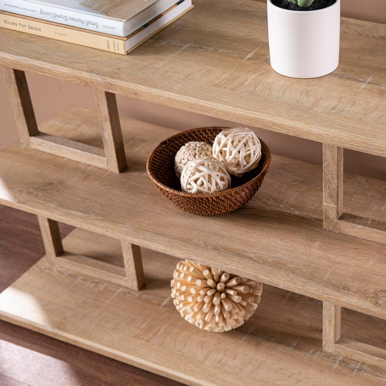 Markworth 42″ Natural Wood Geometric Console Table by