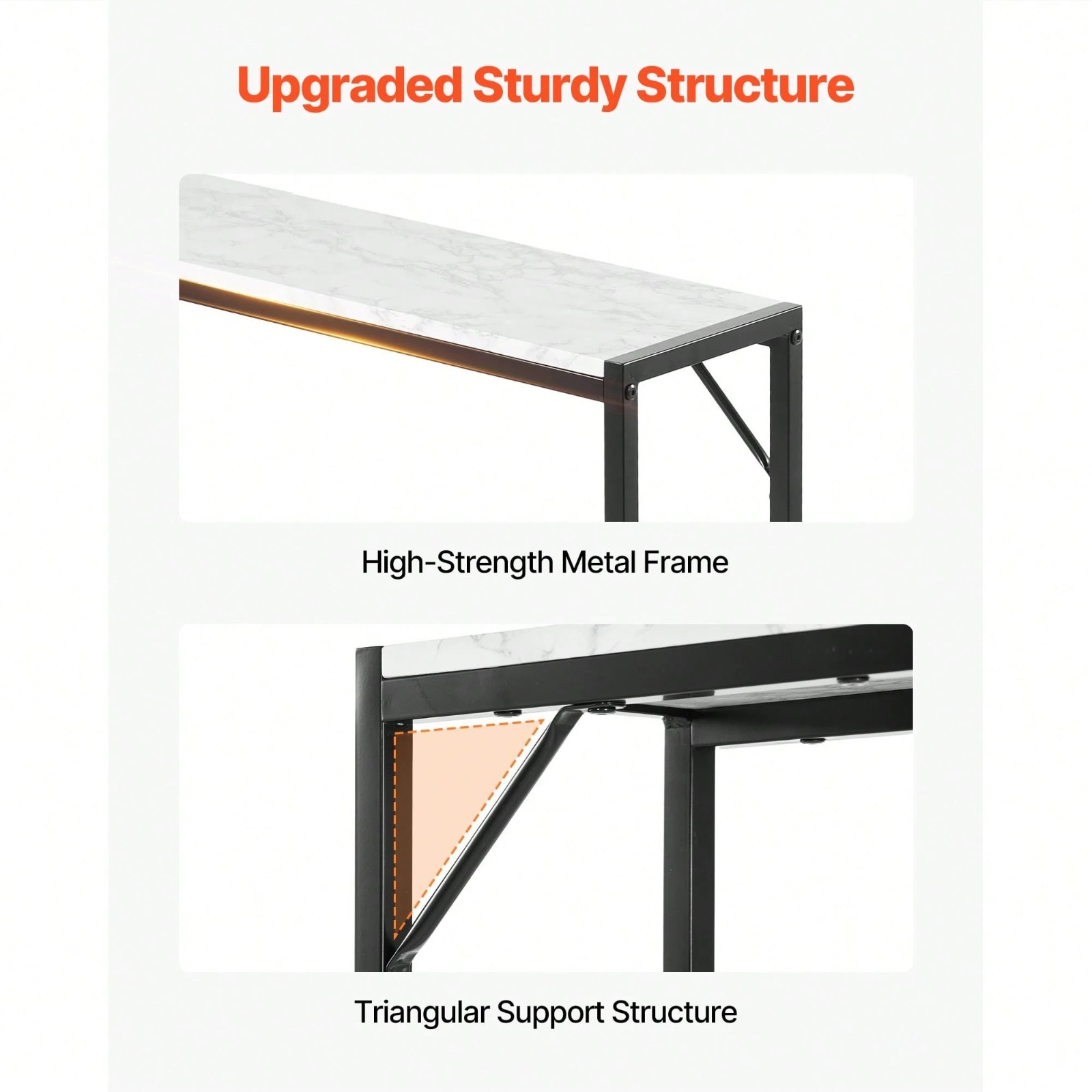 Marble Console Table with Power Outlet Narrow Behind Sofa Entryway Table