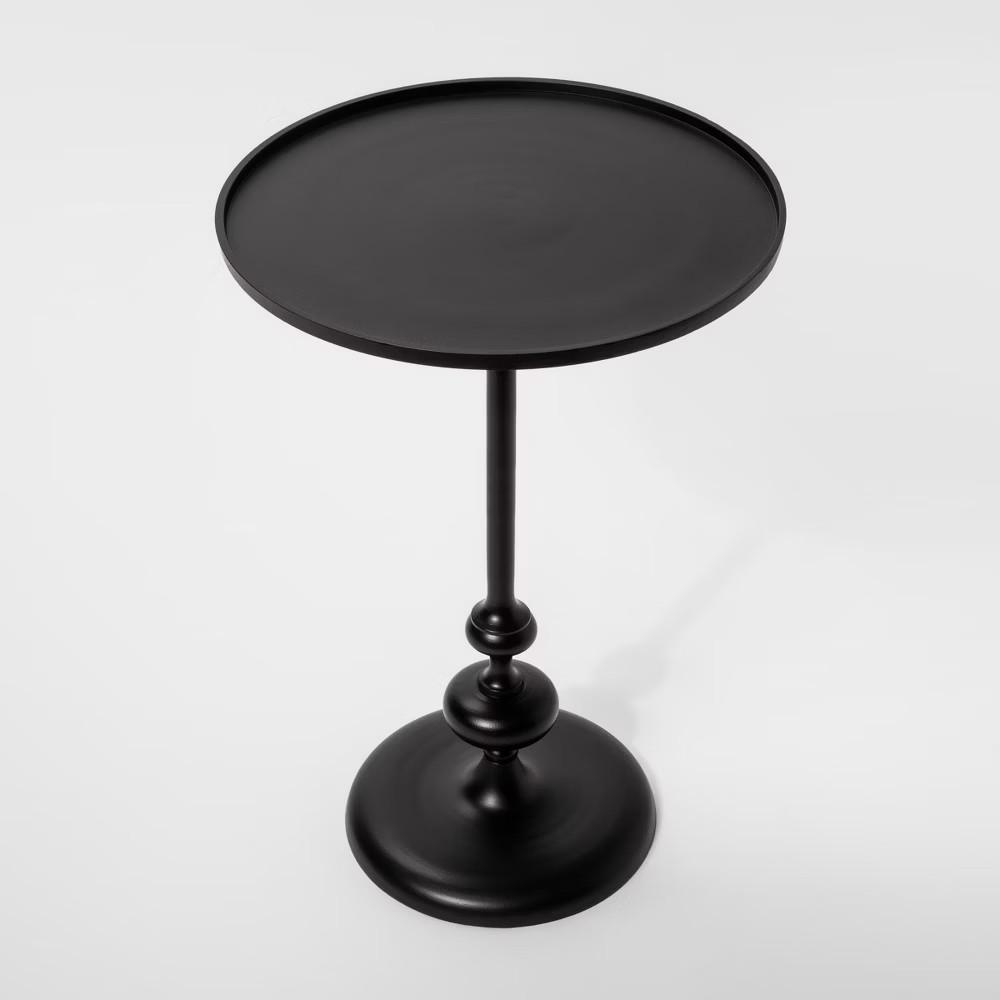 Londonberry Large Round Turned Metal Accent Table Black – Threshold
