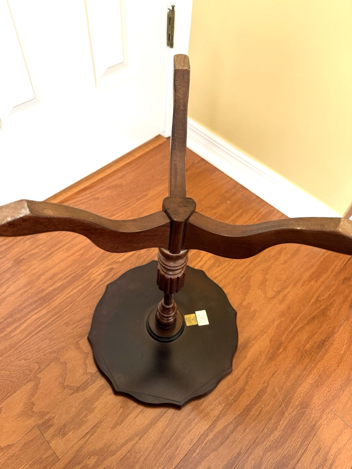Vintage Bombay Round Pedestal Wood Side Table Brown Burgundy Accent Indoor-NICE