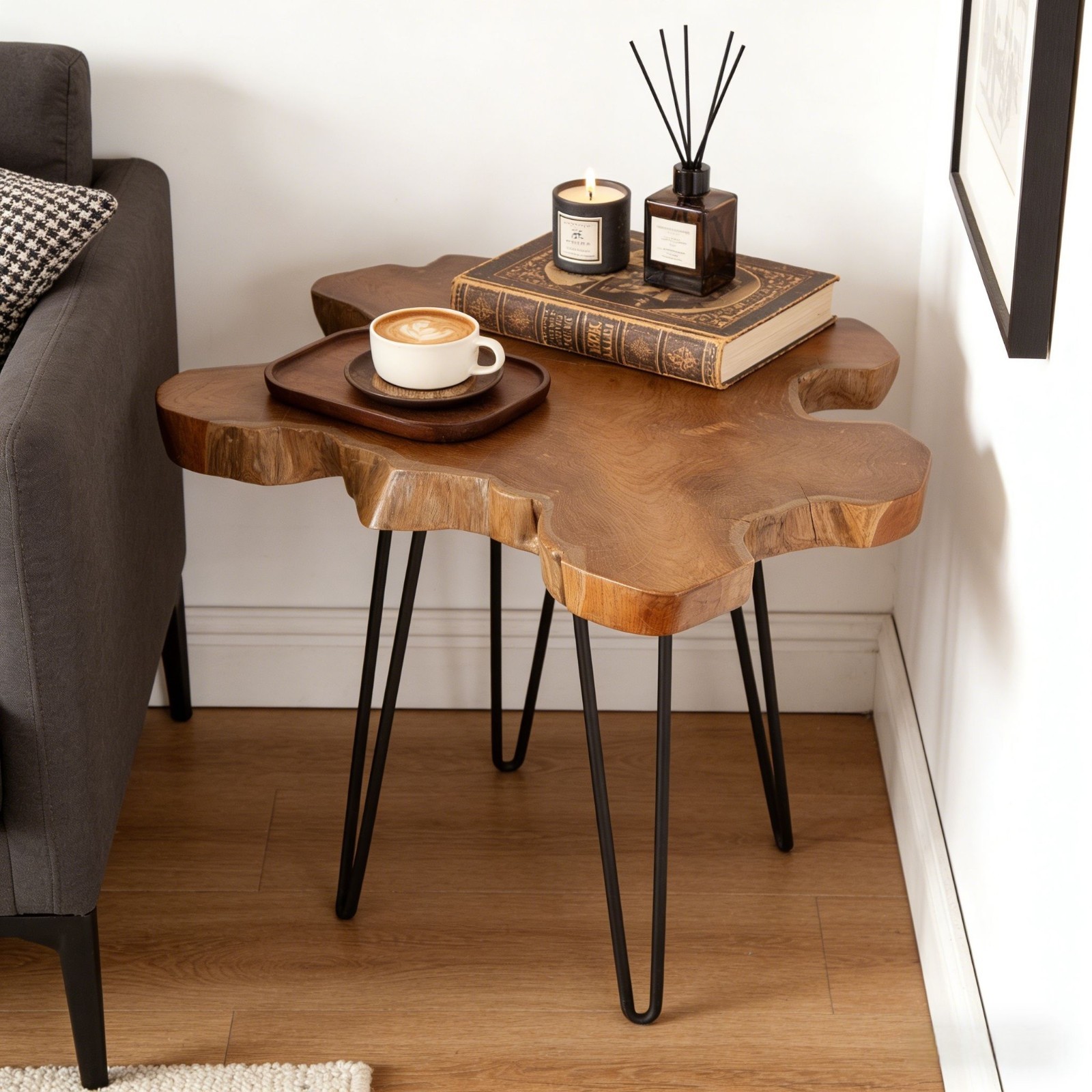 Rustic Teak Wood Slice Coffee Table, Live Edge Coffee Table, Handcrafted