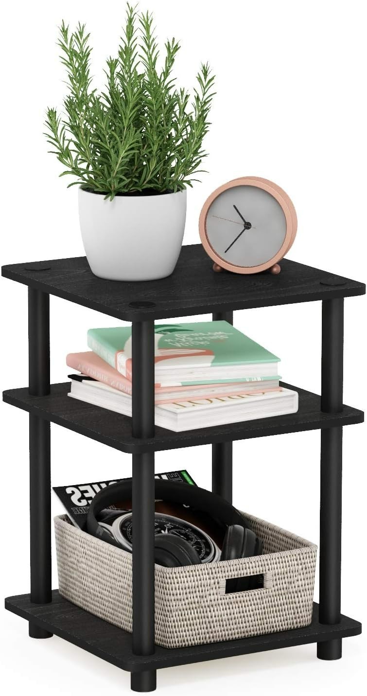Stylish 3-Tier Modern End Table with Open Shelves – Easy Assembly in Blackwood
