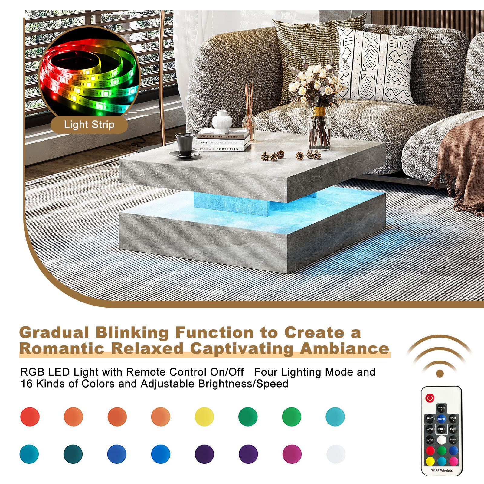 Modern LED lighting coffee table LED living room coffee table coffee table coffe