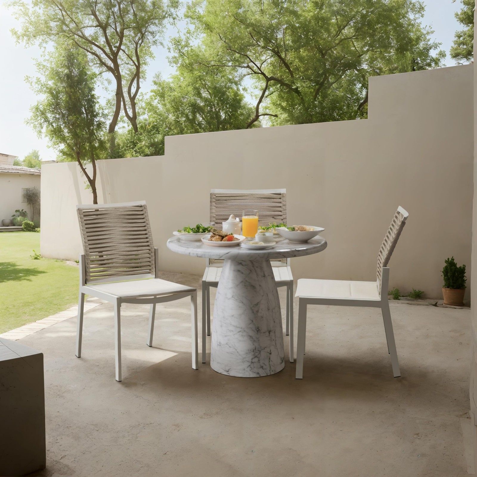 Meridian Furniture 700White-T Cosenza Collection Art Deco 36″ Indoor/Outdoor