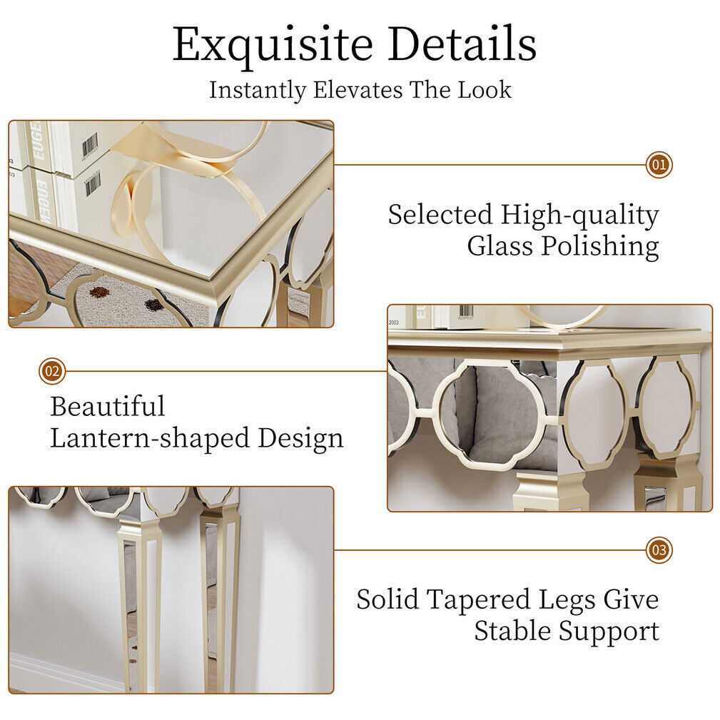 Highly Glossy Mirrored Console Table 47.2″ Long Silver Glam Entryway Sofa Tables