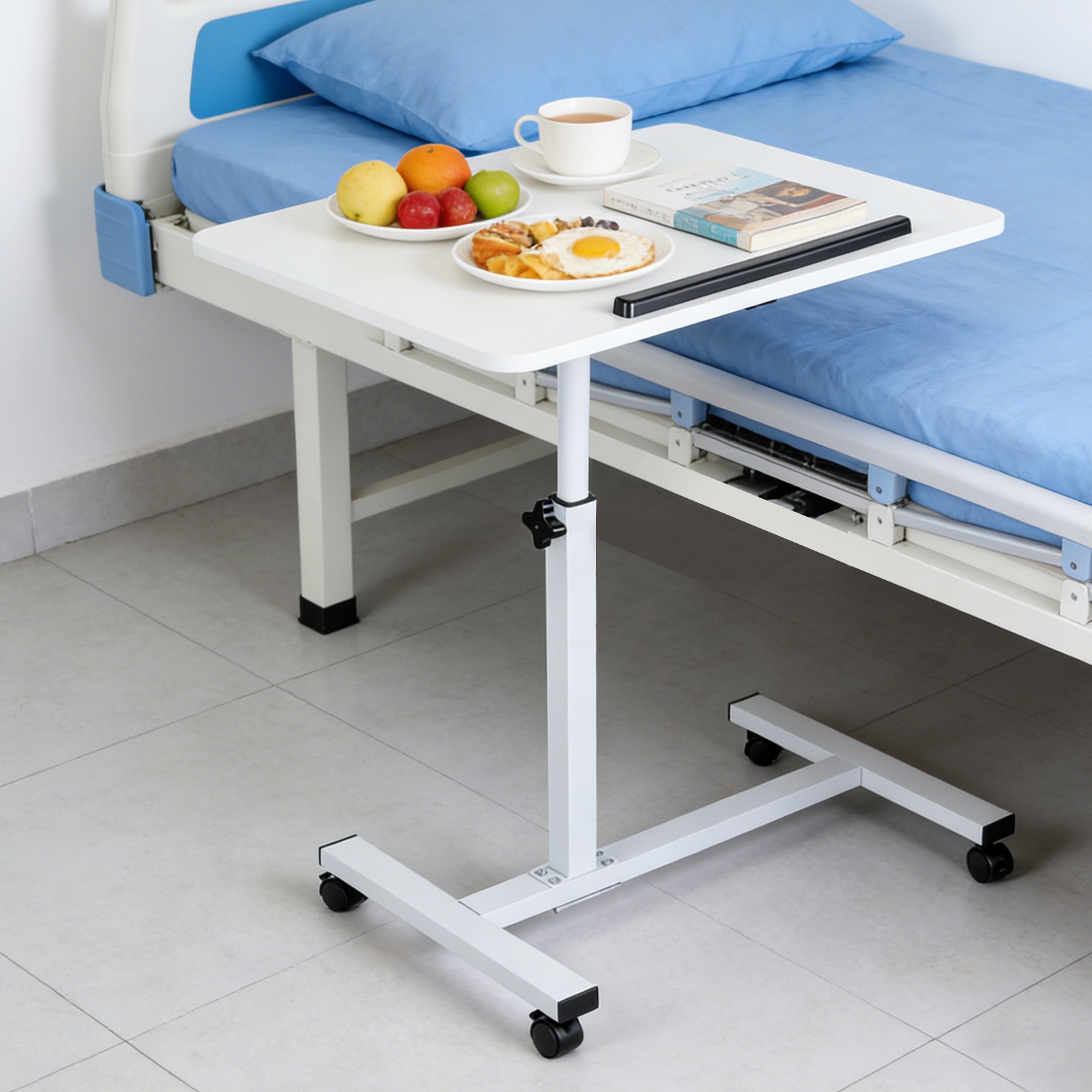 Rolling End Table Overbed Bedside Table Sofa Table Laptop Tabe Height Adjustment