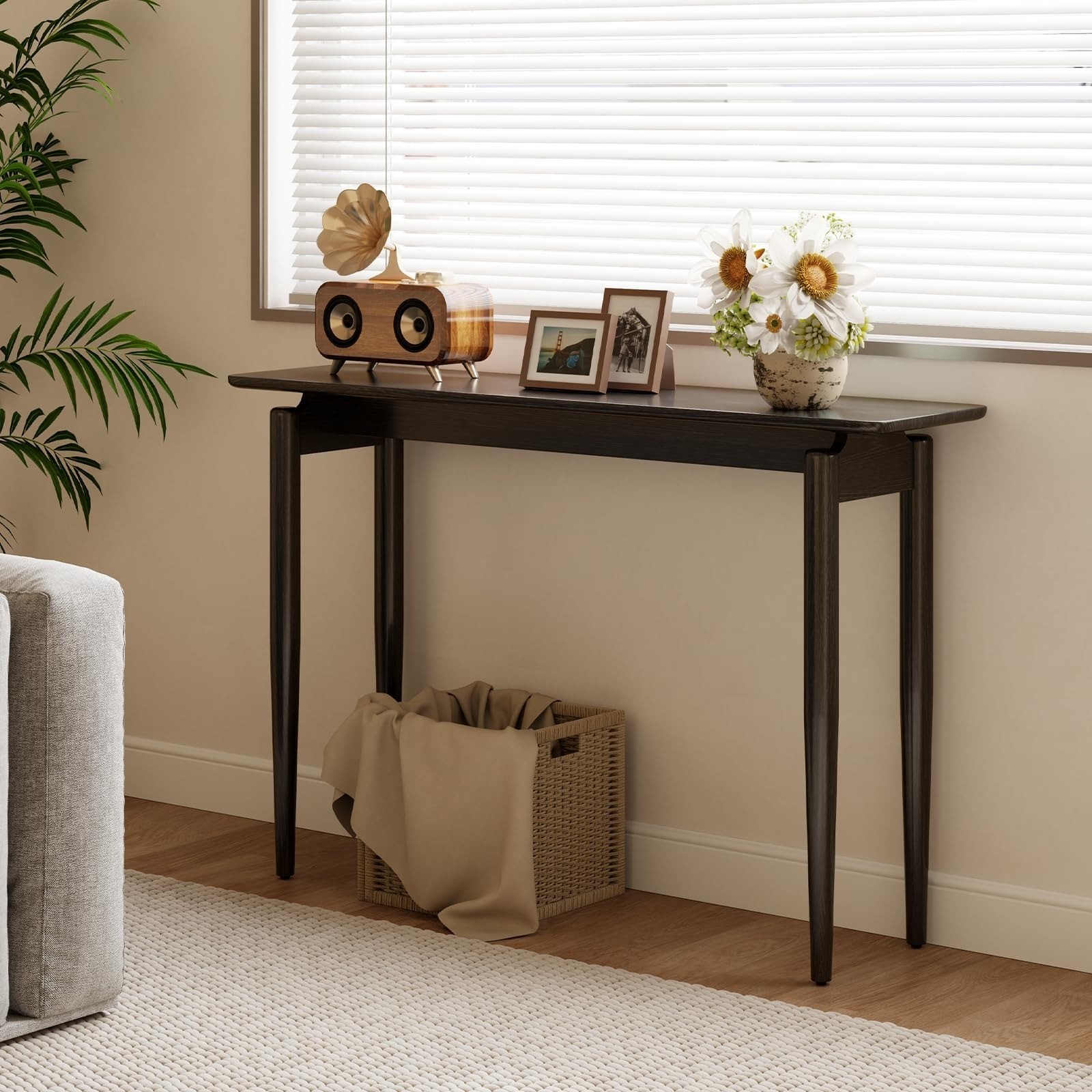 Wood Console Table Black Entryway Table, Thin Console Table, Sofa Tables 47.2 in