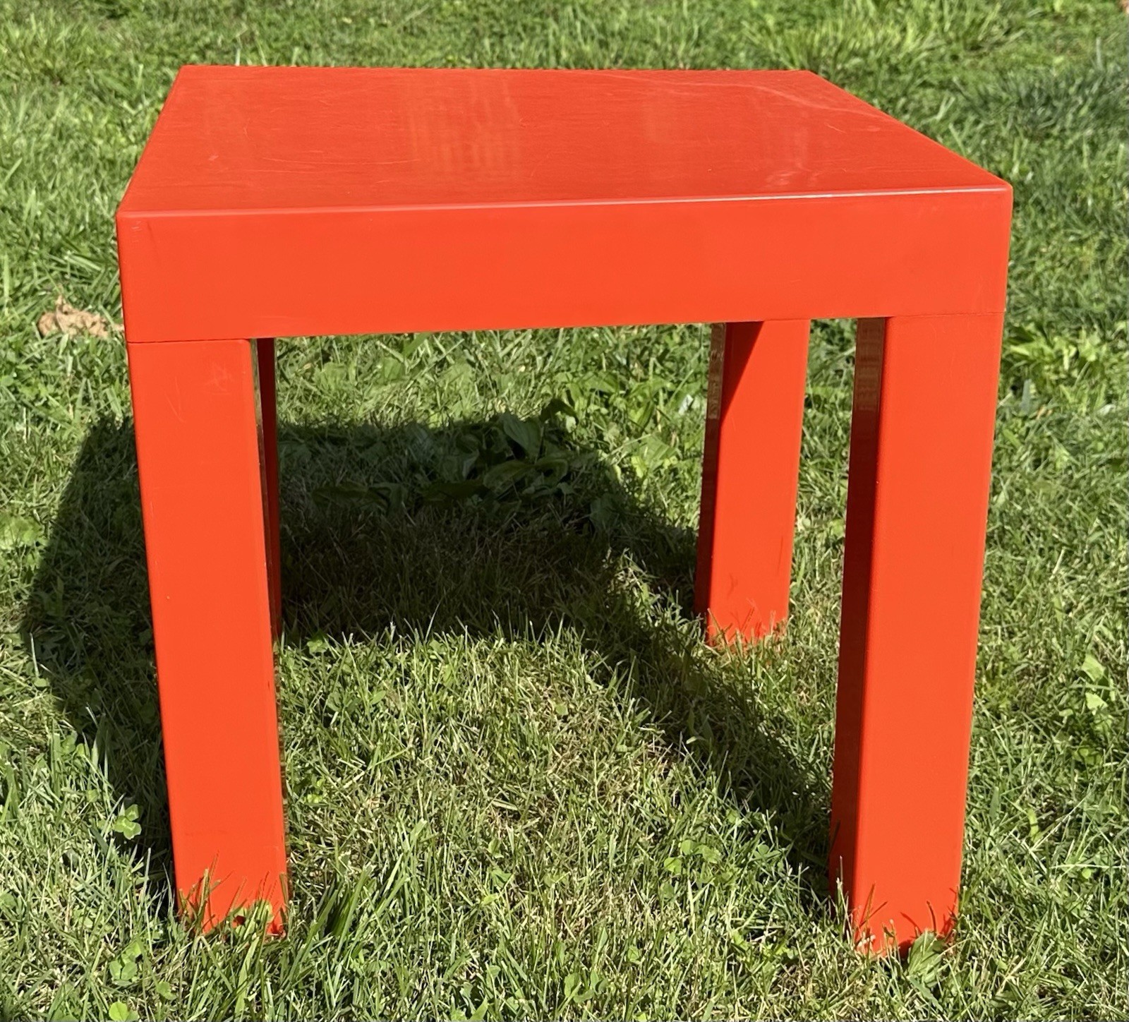 Parsons Plastic Table Kartell Style Red Orange Square Vintage Mid Century 16”