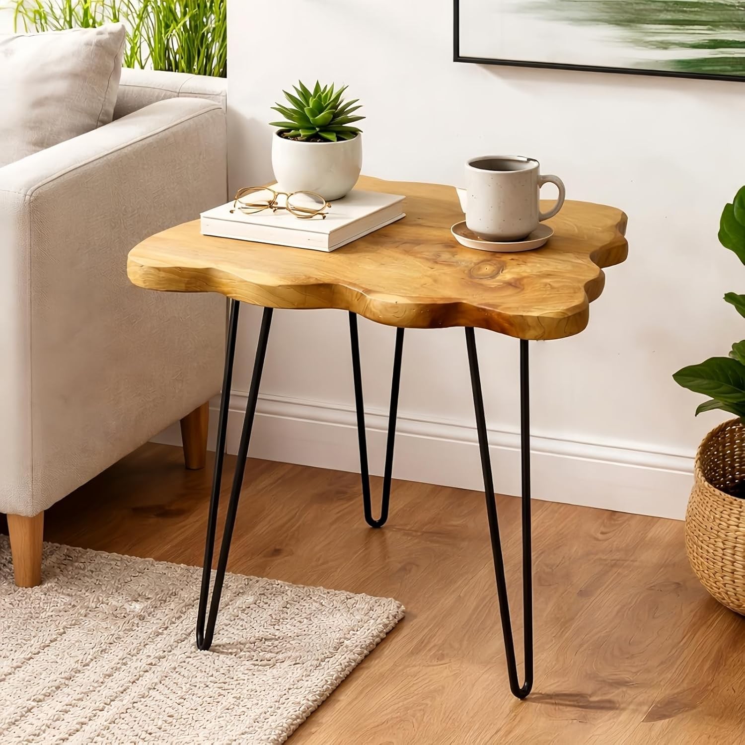 Live Edge Cedar End Table 20″ x 14″ x 20″ Small Side Table Natural Wood Slab