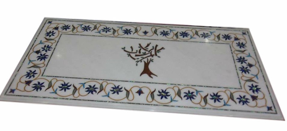 48″ x 24″ Handicraft Work Inlay Marble Sofa Center Table Top Home Decor