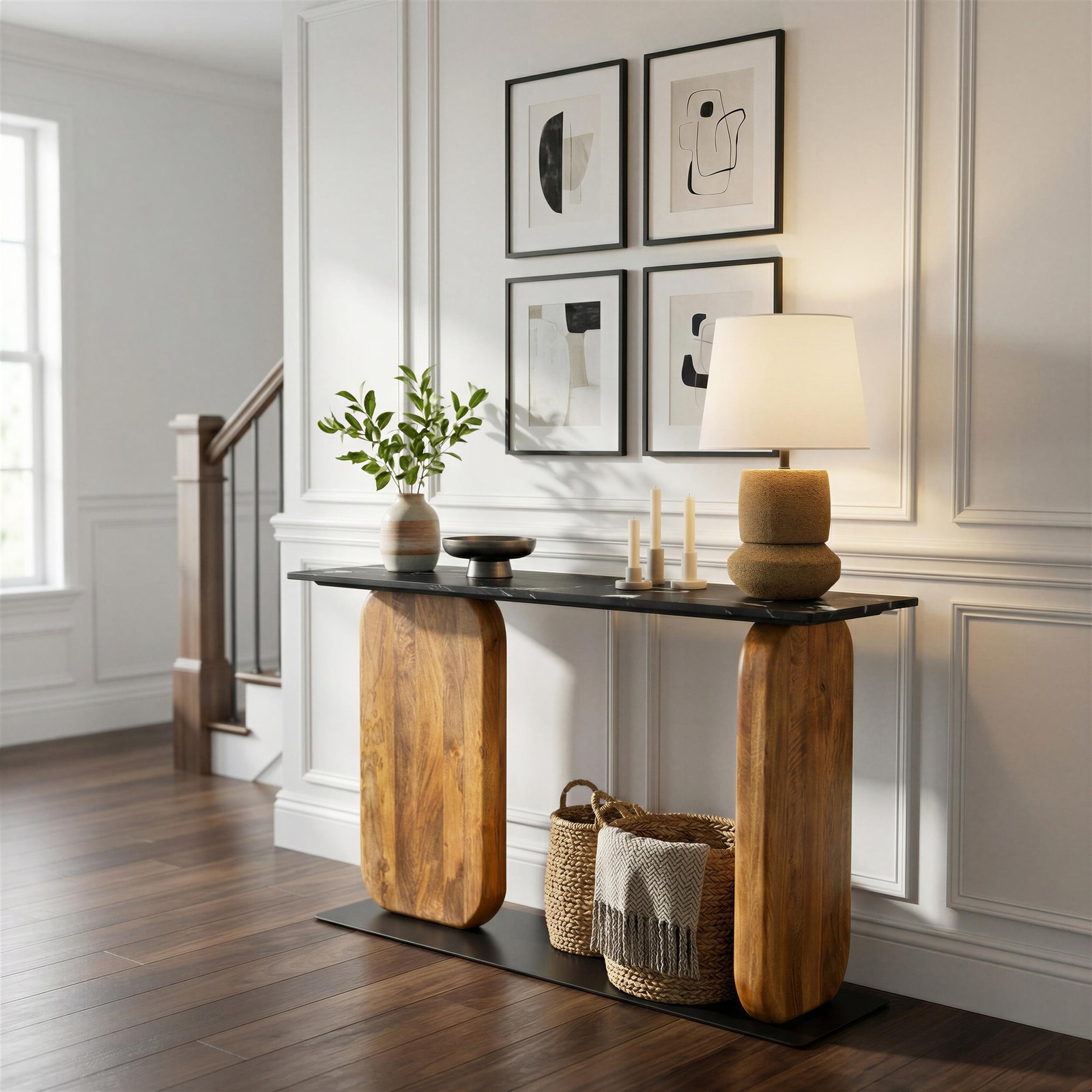 ZUO Pemba Natural Marble Top Rectangular Console Table in Multi-Color