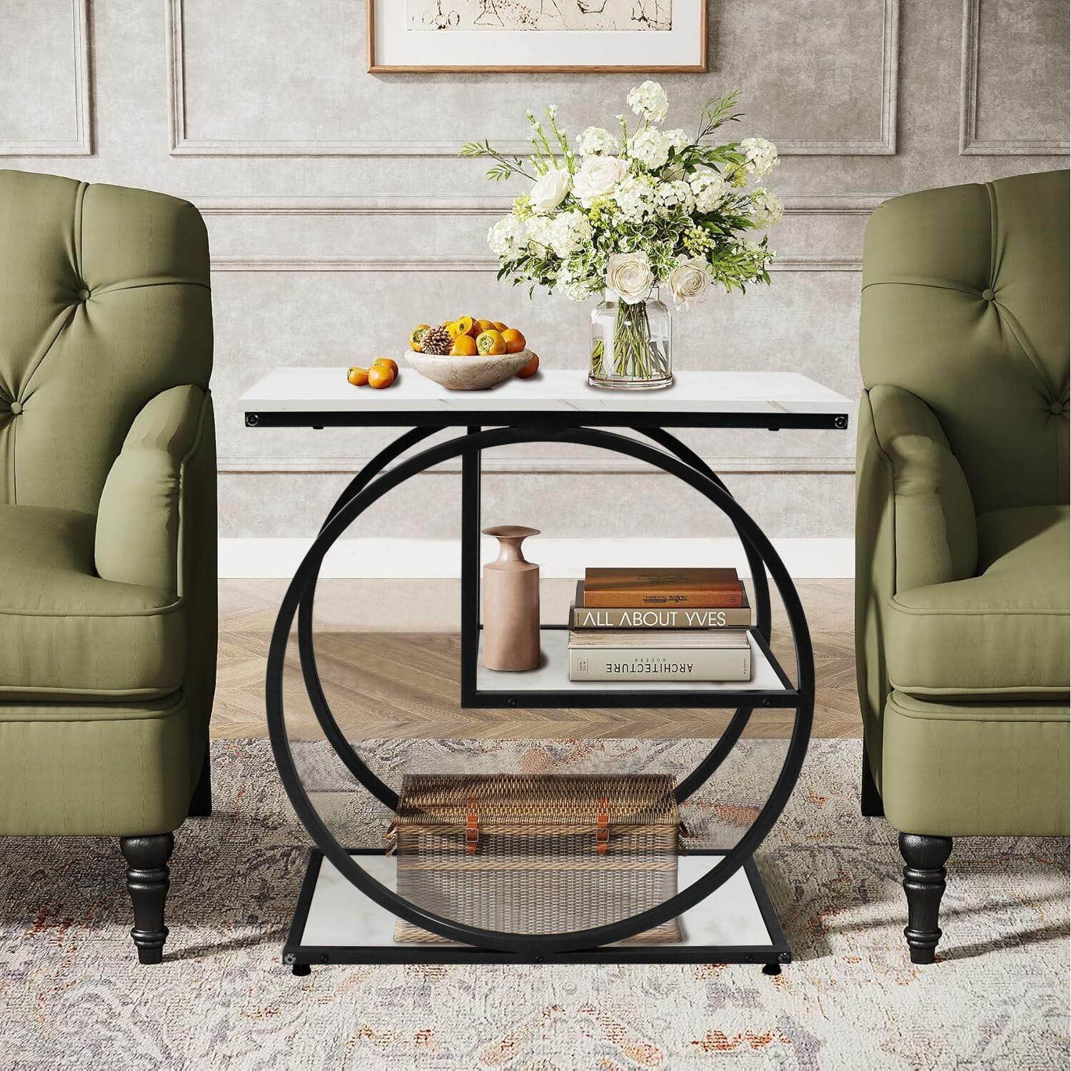 Stylish Black 3-Tier Side Table Set with Storage for Living Room & Bedroom