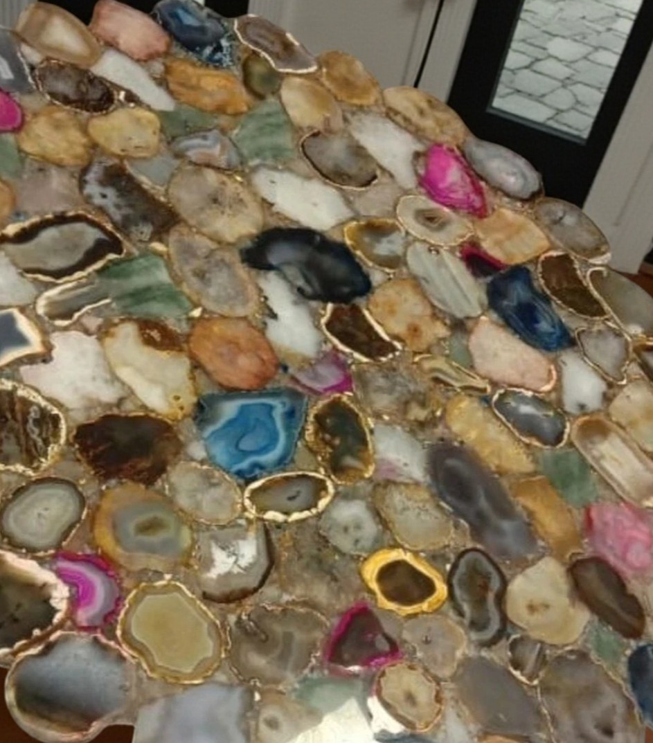Multicolor Agate Corner Table , Agate Slab , Agate Coffee Table , Handmade Table