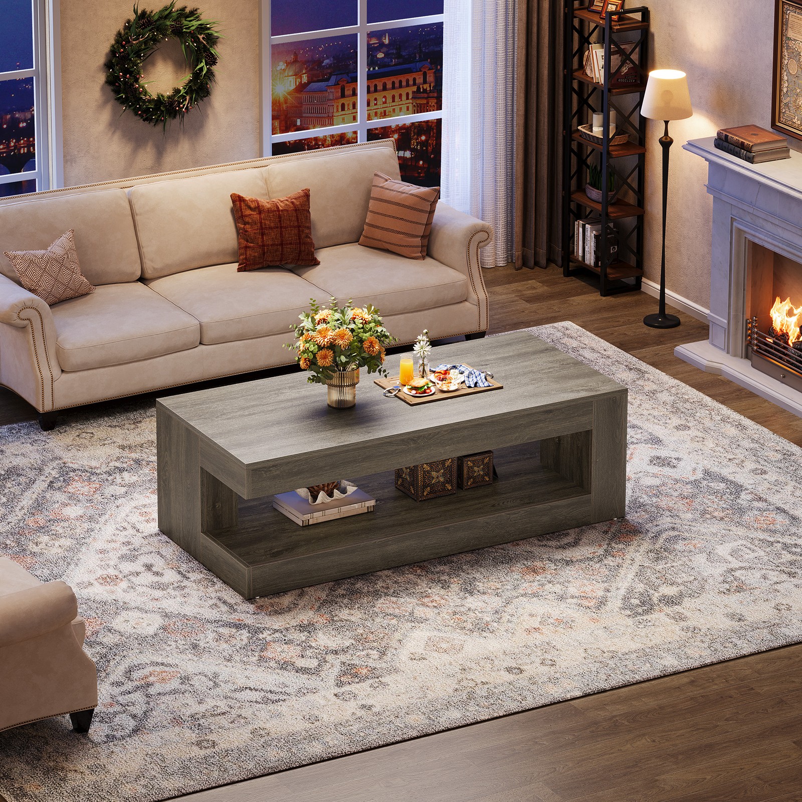 Tribesigns 47″ Rectangle Coffee Table for Living Room, Center Table with Storage