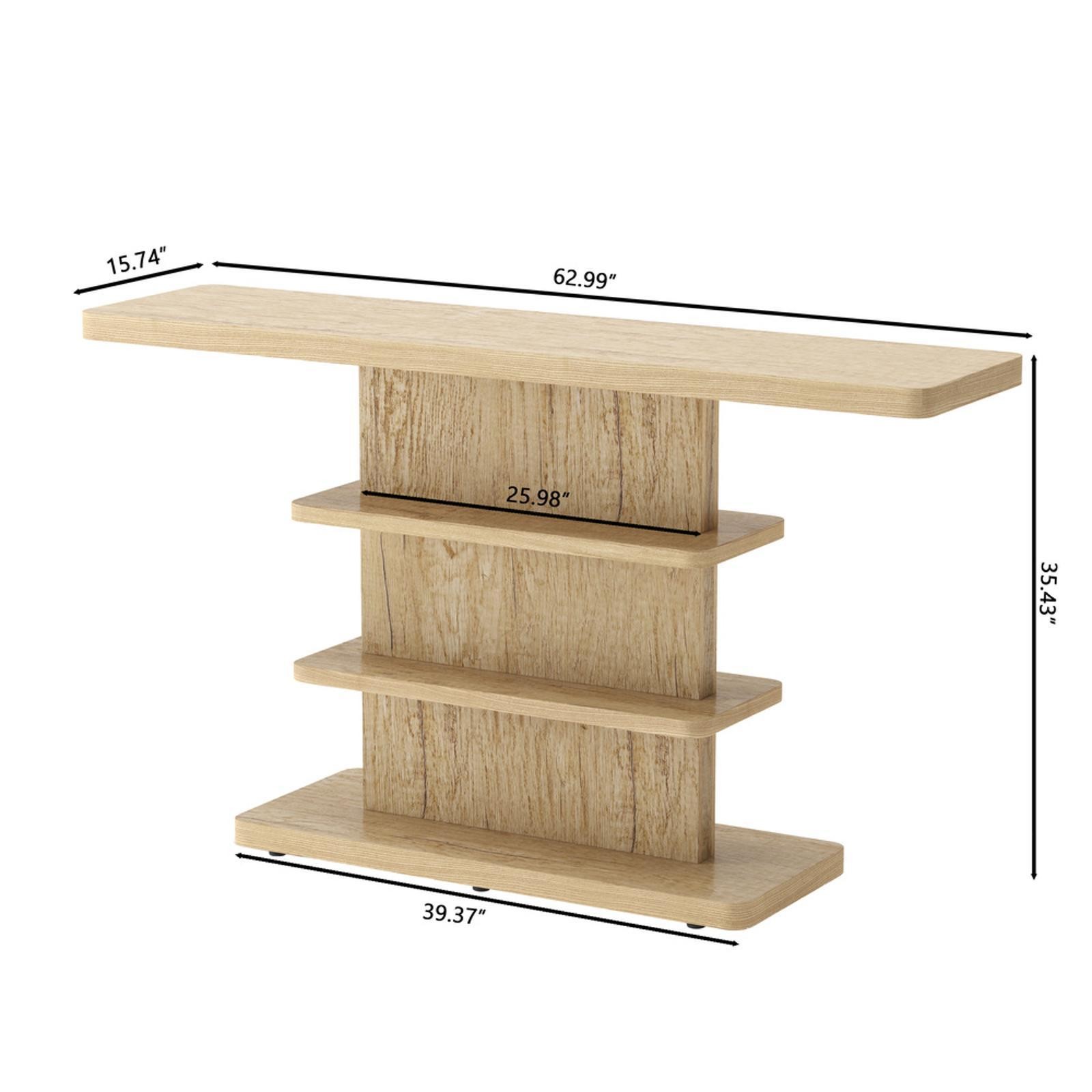 Console Table with Open Shelves Stylish Lightweight Accent Furniture for Living