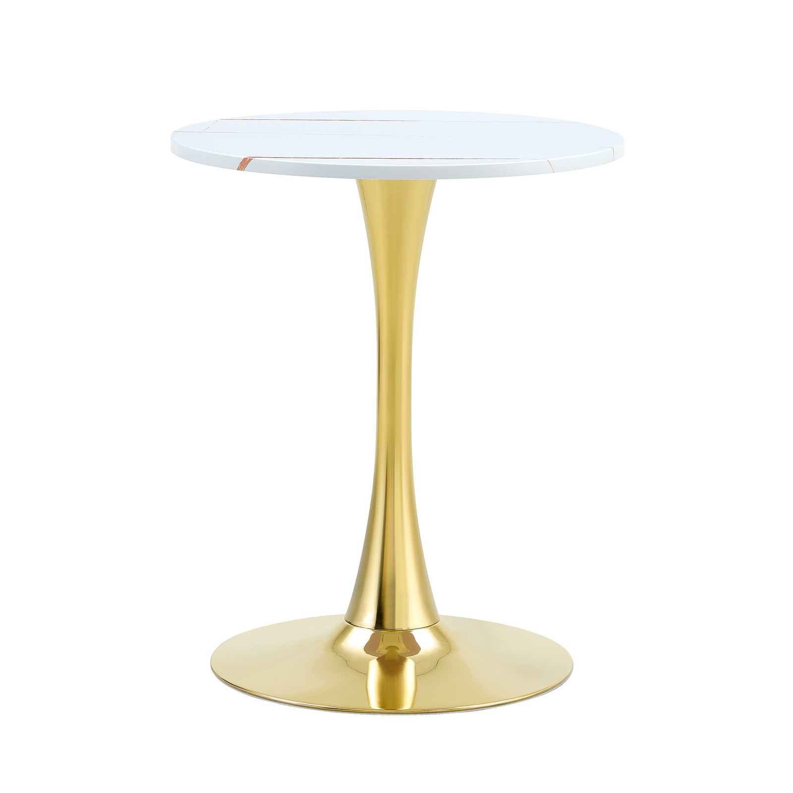 Round Tulip Dining Table 23.6″ White MDF Top Metal Pedestal Base
