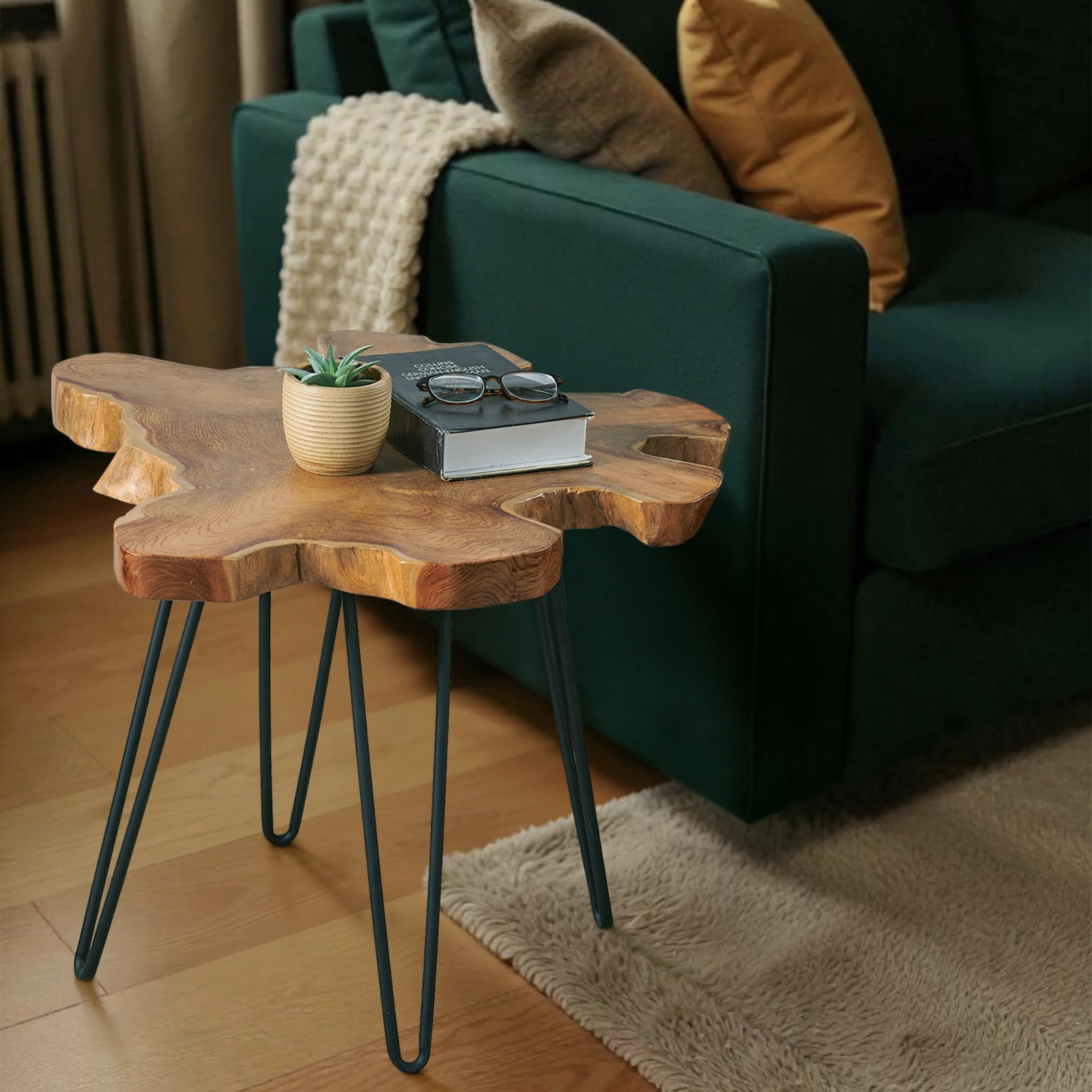 Rustic Teak Wood Slice Coffee Table, Live Edge Coffee Table, Handcrafted