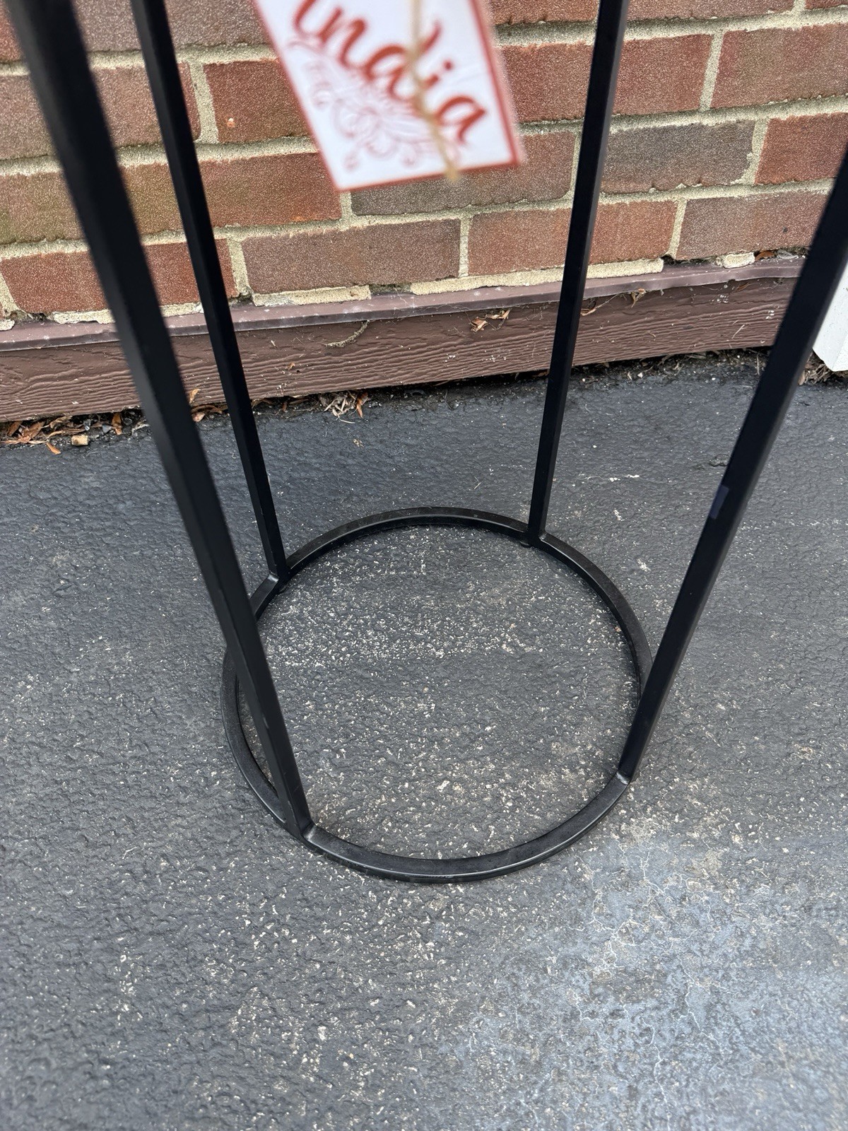 Small Round End Table Gray Top Black Metal Frame 22” Tall 13×13 Plant Stand