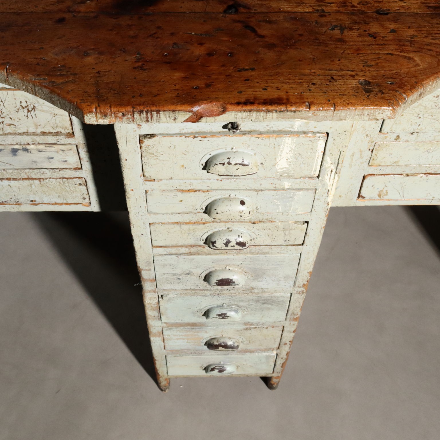 Vintage Industrial Table Fir Elm Design Italy XX Century Original