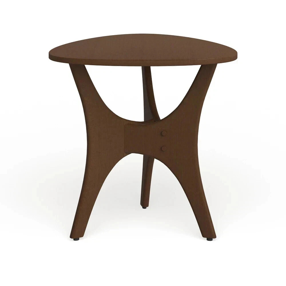 Mid-Century Modern Triangle Side Table Brown Wooden Farm Country Small Bedside