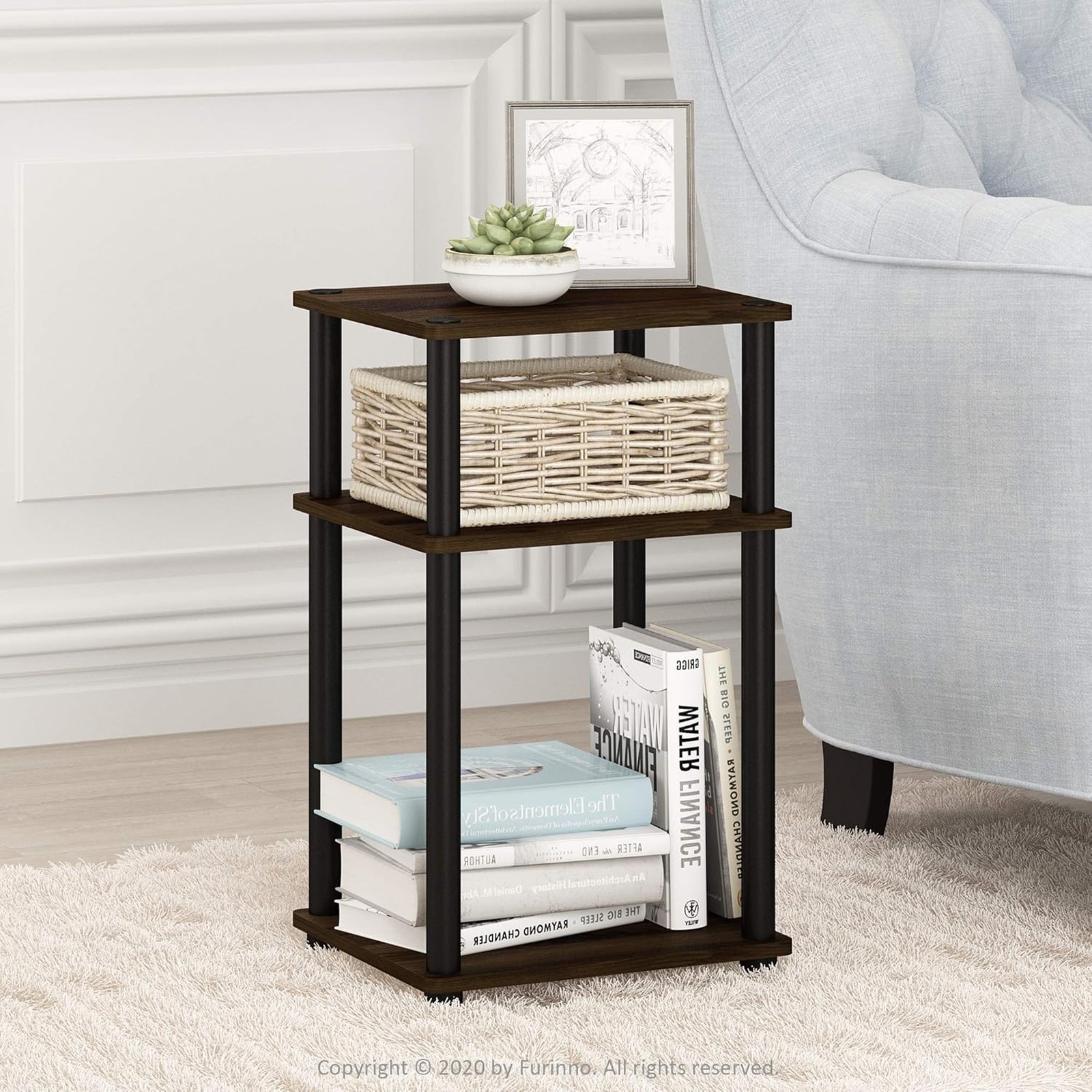 End Table 3-Tier Open Shelves Night Stand Bedside Table Living Room Bedroom