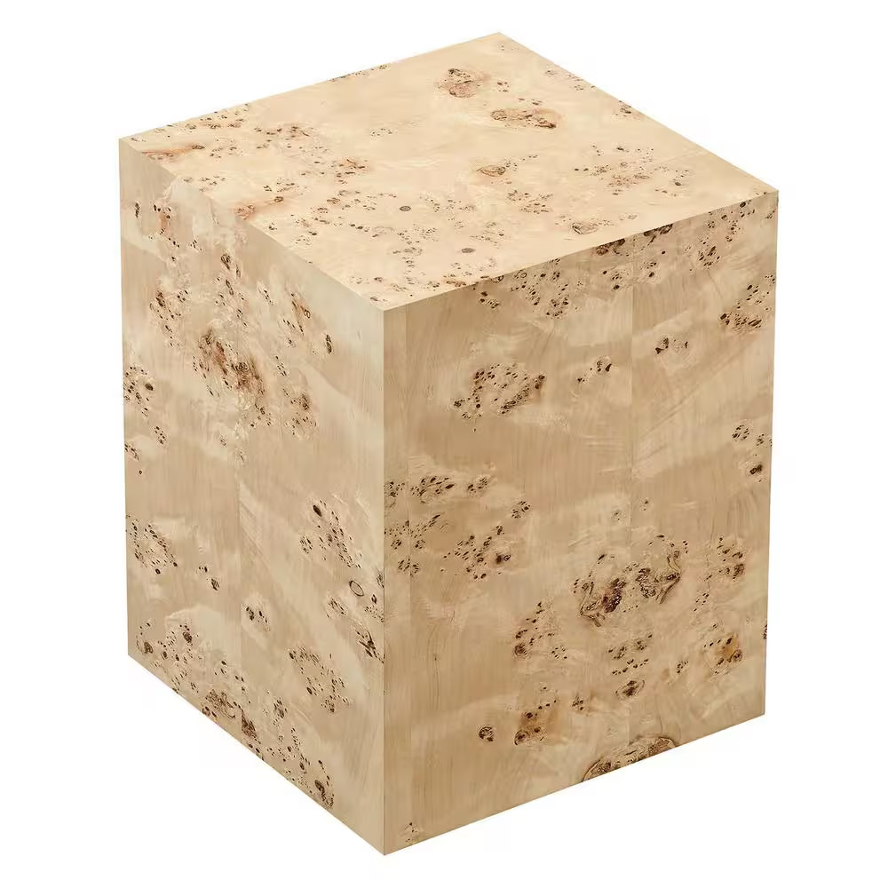 Cosmos 16 In. Square Burl Wood Side Table in Natural Burl