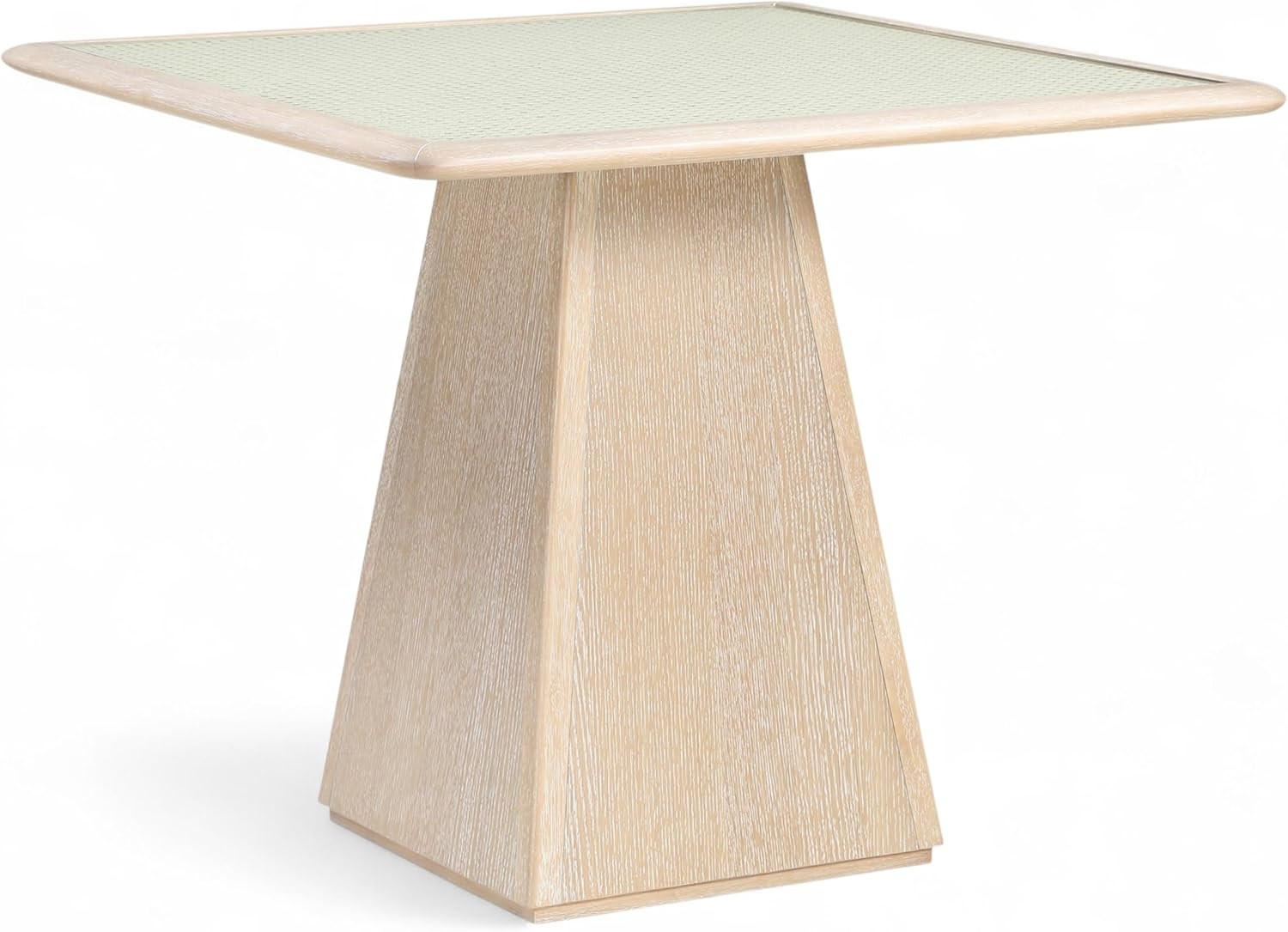 Art Deco 36″ Dining/Game Table with Glass Top & Rich Finish, Natural