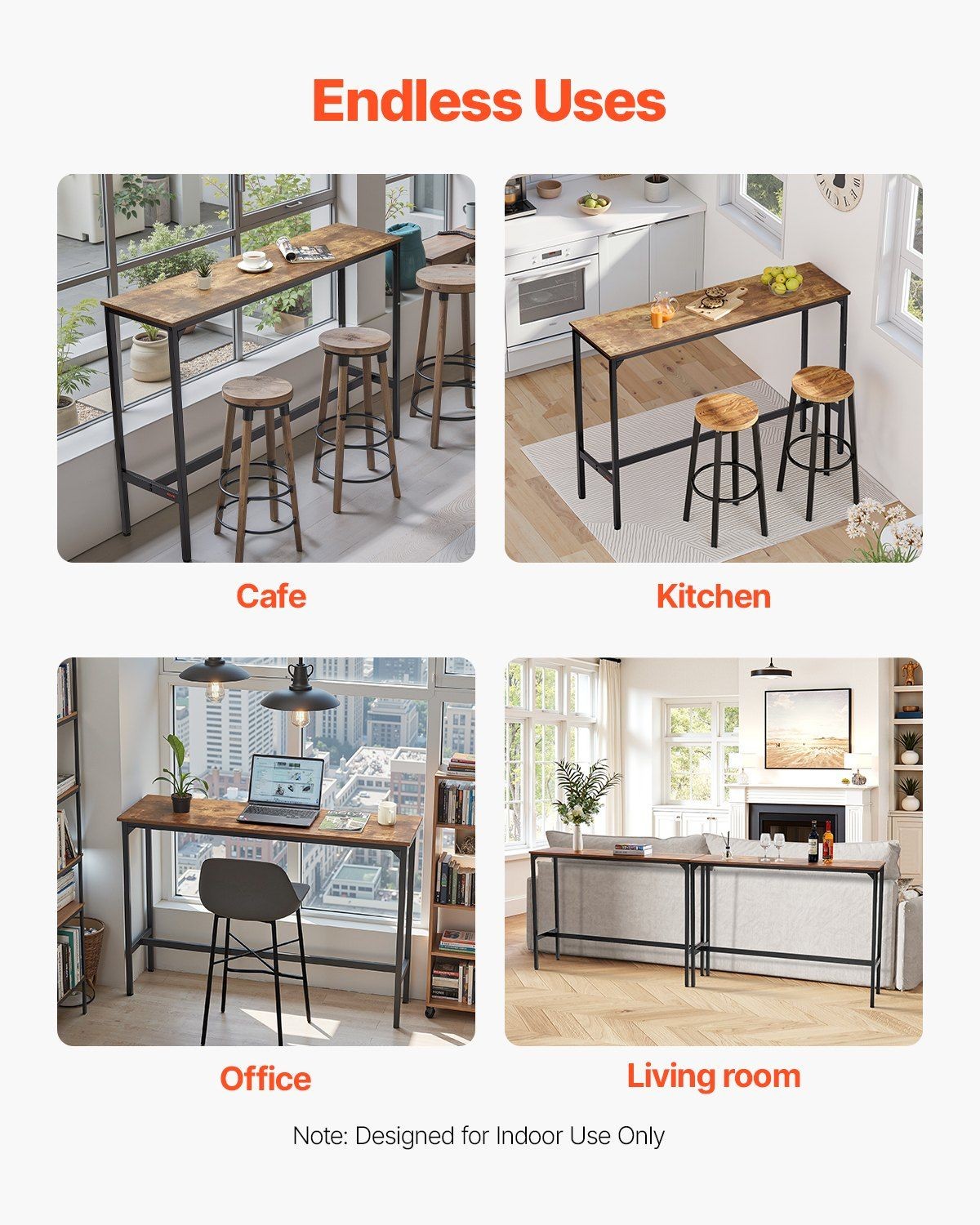 55x15x39 in Cocktail Coffee Counter Table Bar Height Pub Table Kitchen Dining