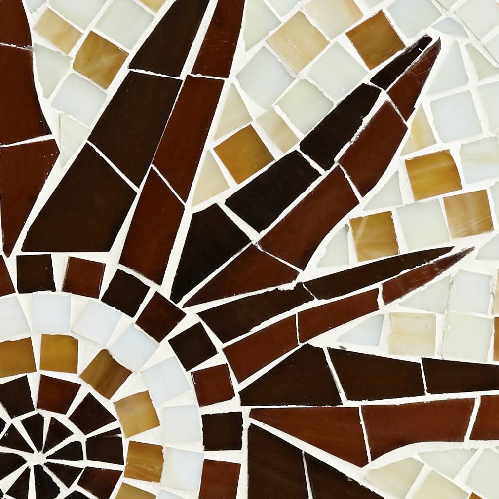 Modern Black Round Outdoor Accent Table 14″ Wide Brown Sunburst Mosaic for Porch