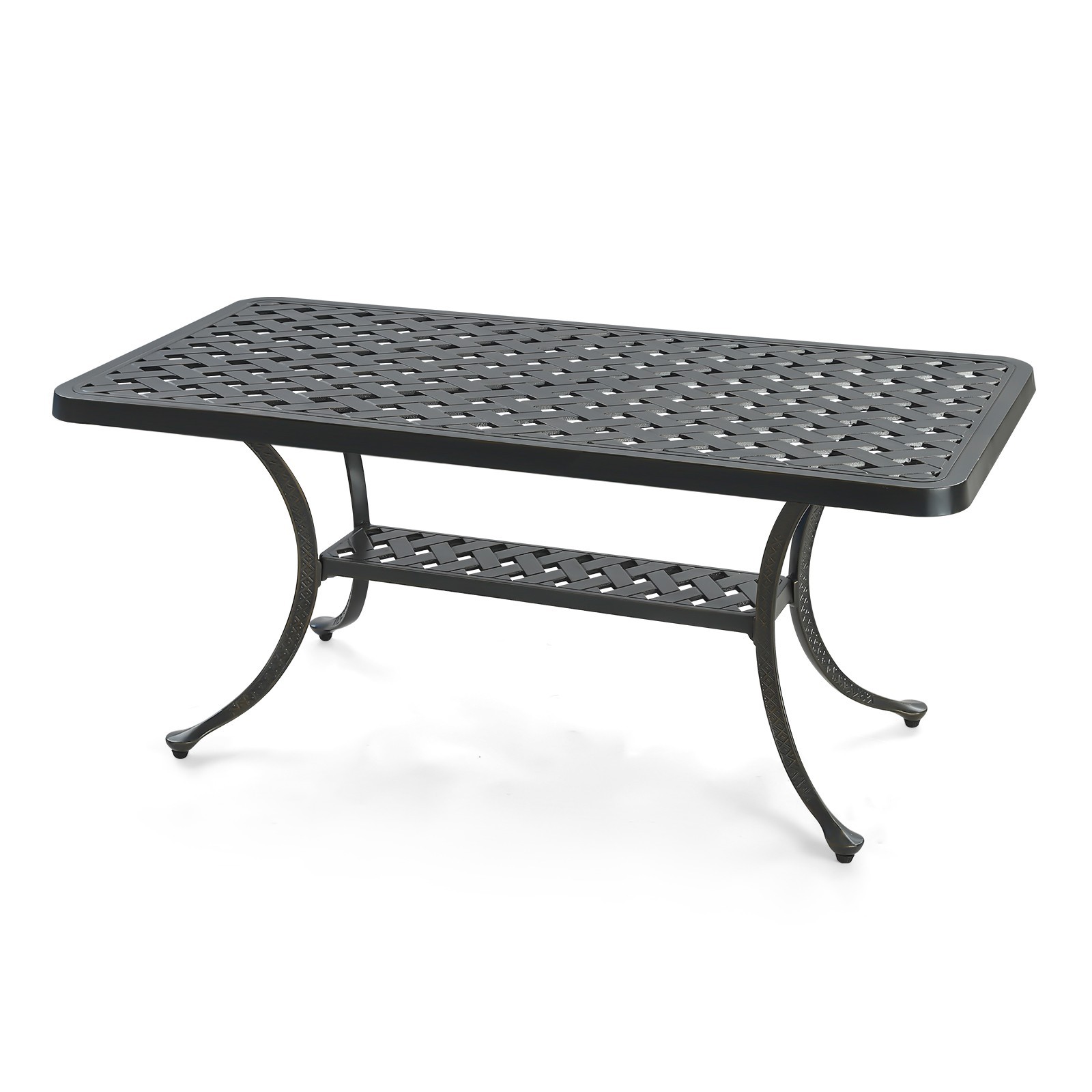 Cast Aluminum Outdoor Coffee Table All-Weather Patio Center Table Side Tables