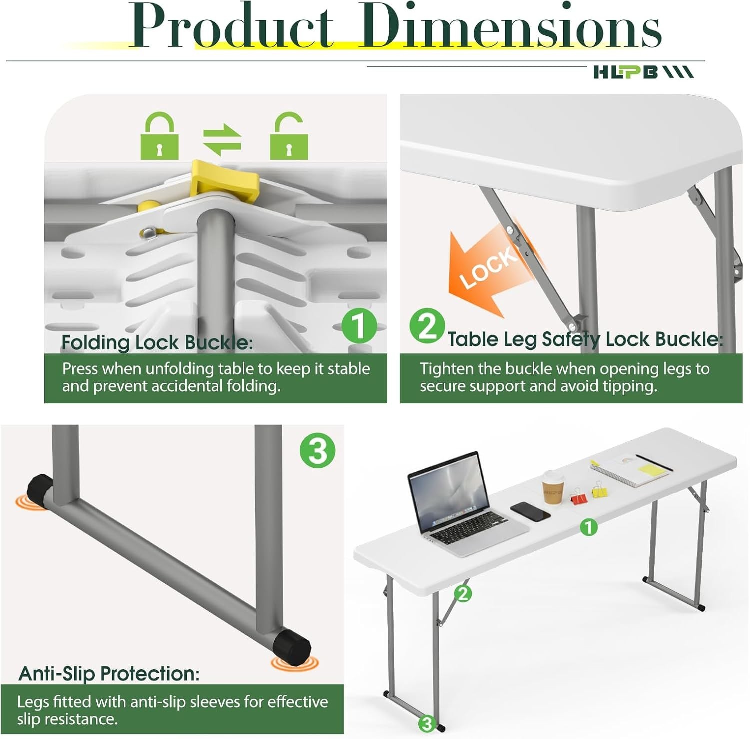 Elegant 6 FT Folding Table with Anti-Fold Safety Locks – Indoor/Outdoor Use