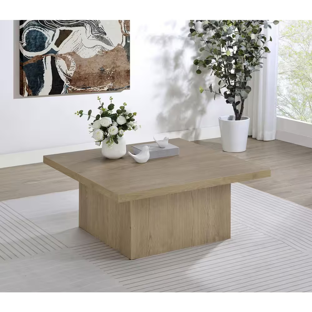 Devar 35.5 In. Square Engineered Wood Cocktail Coffee Table Latte