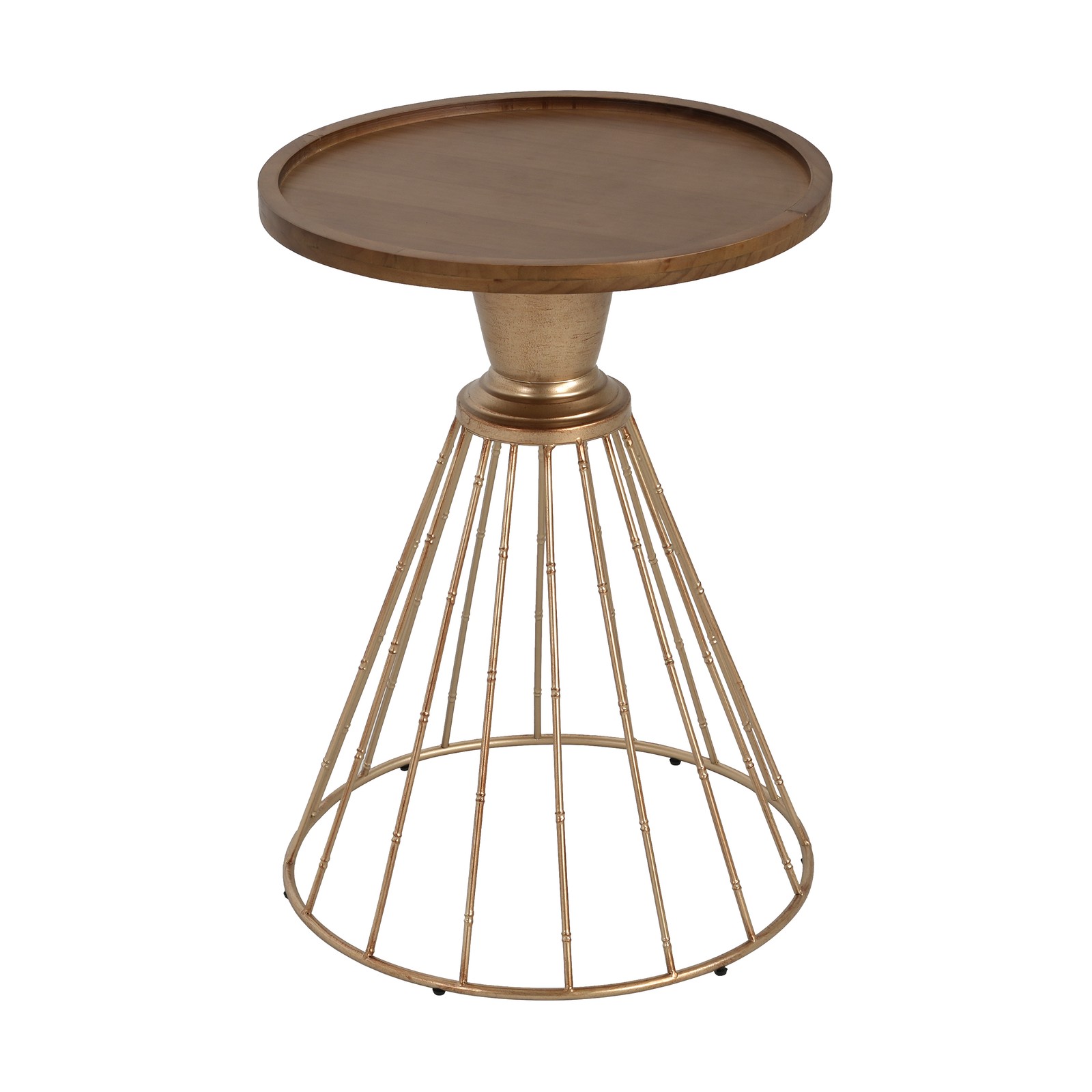 HOLLOW- EDGE RETRO ART PINE SIDE TABLE, ANTIQUE GOLD + NATURAL COLOR