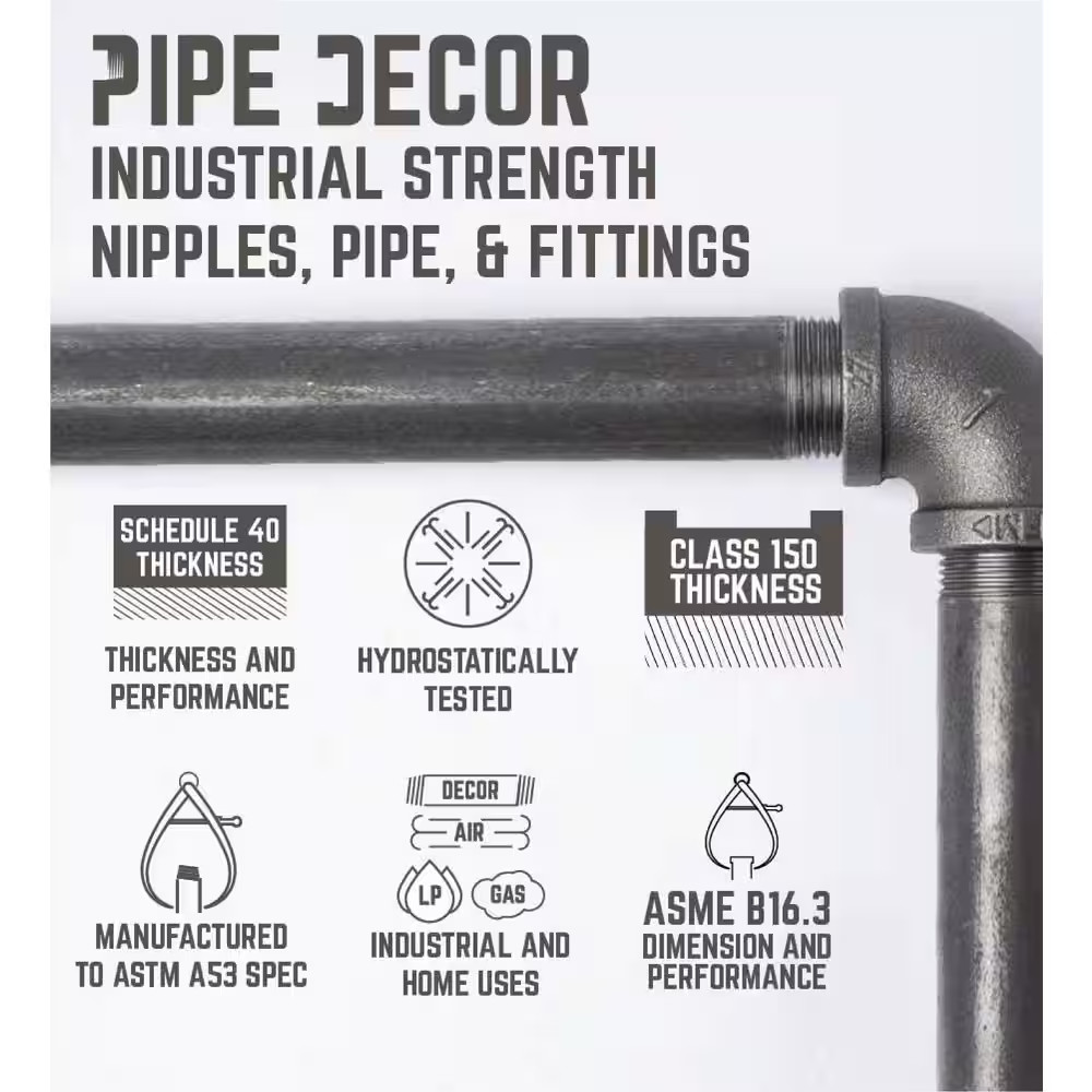 1/2 In. Black Pipe 16.5 In. W X 19.5 In. H “H” Design End Table Leg Kit