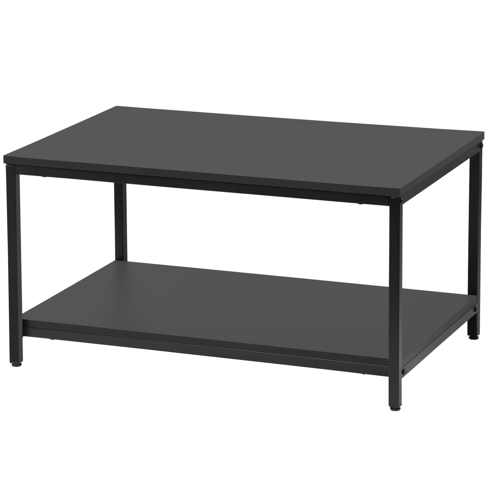 Coffee Table Black Vintage Cocktail Table with Storage Shelf for Livingroom