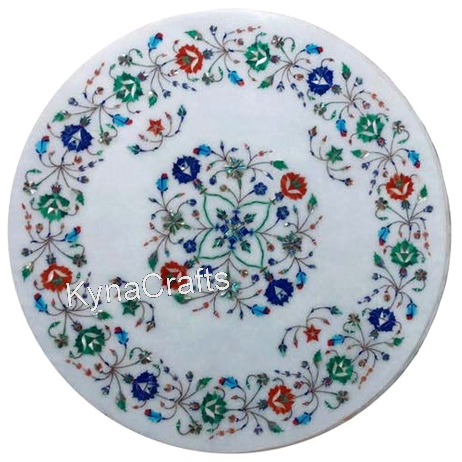 Multicolor Stone Corner Table Top for Office Decor Round Marble Coffee Table Top