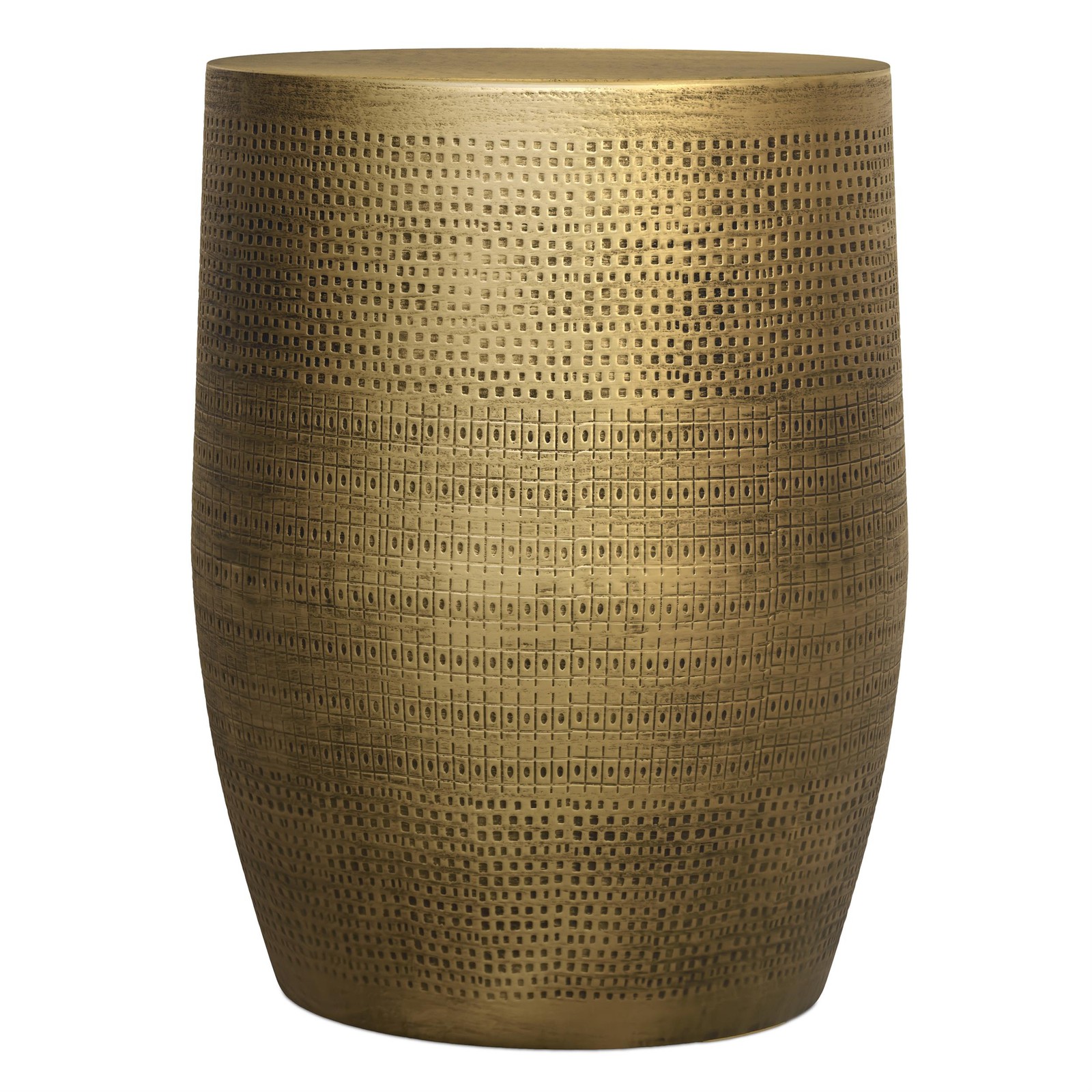 Johnsen 15″WD Boho Morse Pattern Metal Accent Table in Brass Iron & Assembled