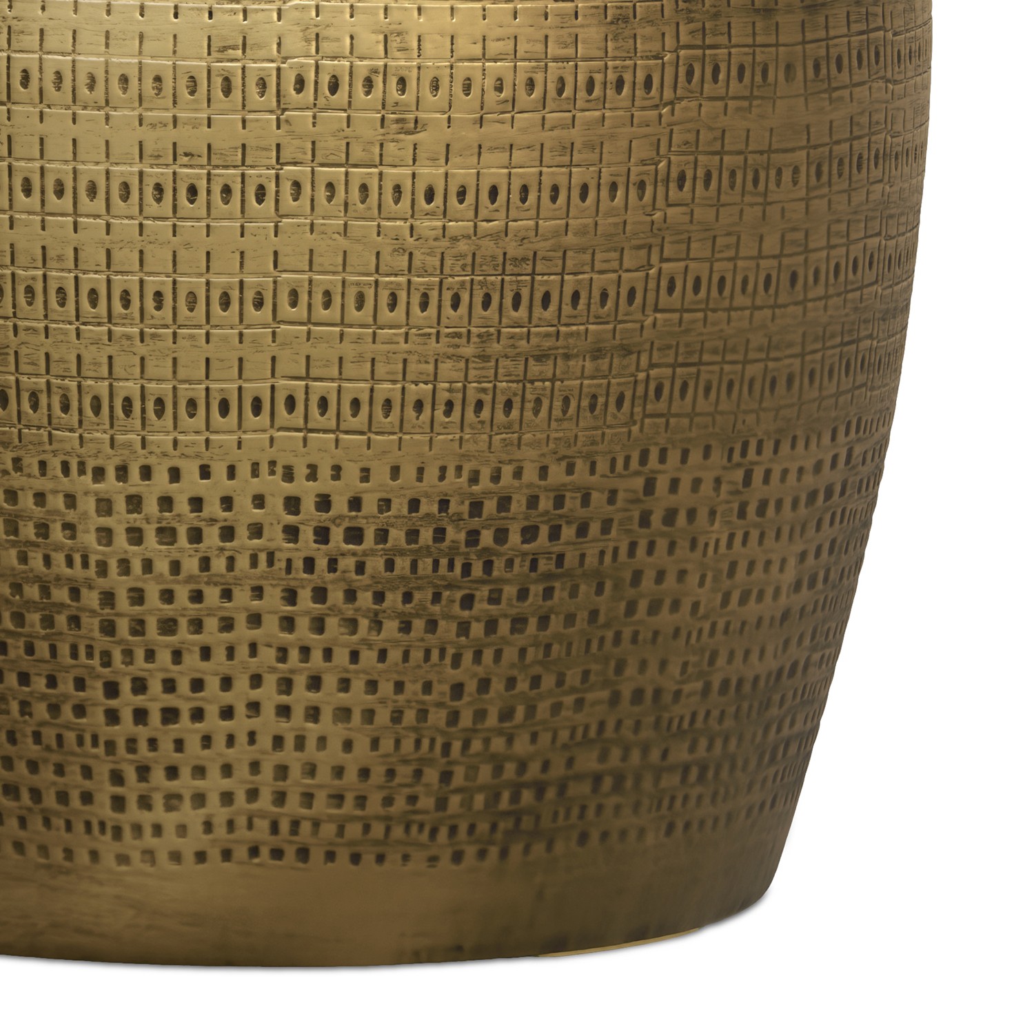 Johnsen 15″WD Boho Morse Pattern Metal Accent Table in Brass Iron & Assembled