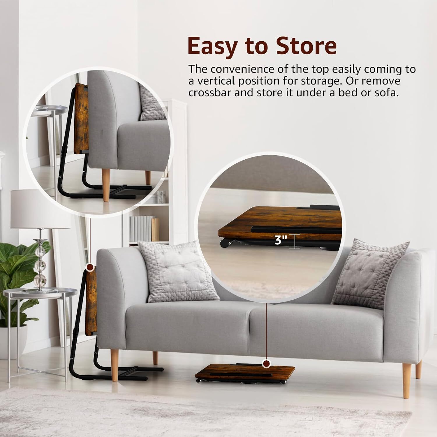 Folding TV Tray Adjustable Dinner – Trays for Eating On Couch Wooden Tables Mate