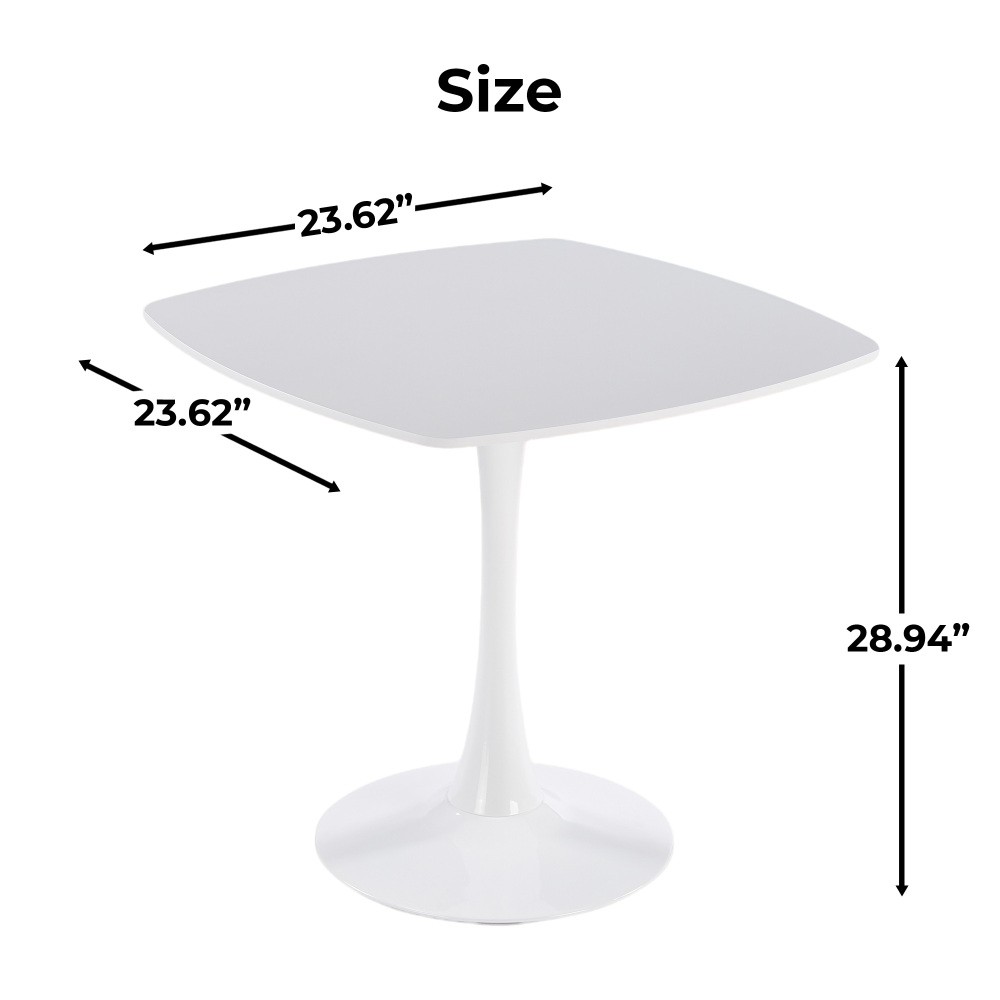 Square Tulip Dining Table for 2-3 Persons, 24 Inch Small Kitchen Table with Stur