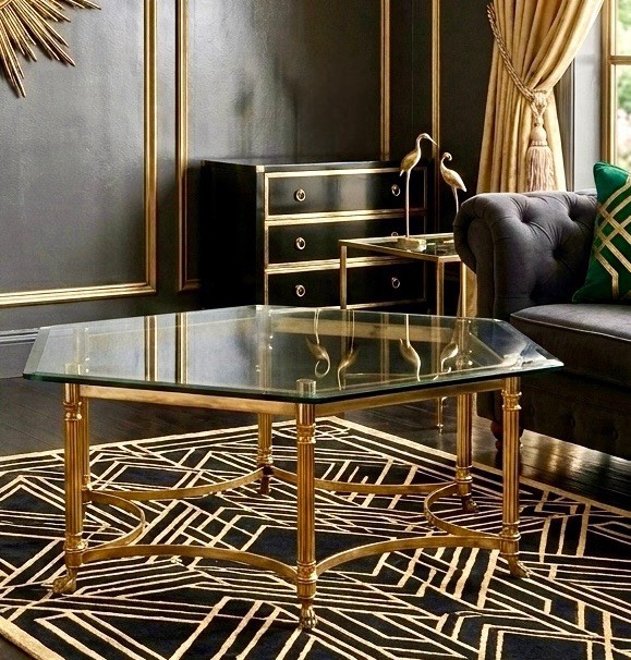 Mid Century LaBarge Maison Jansen Style Brass Glass Cocktail Coffee Table 1960’s