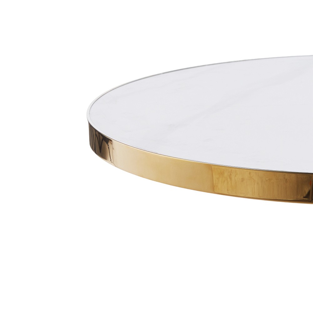 31.5 Inch Mid Century Modern Pedestal Table White Ceramic Top MDF Metal